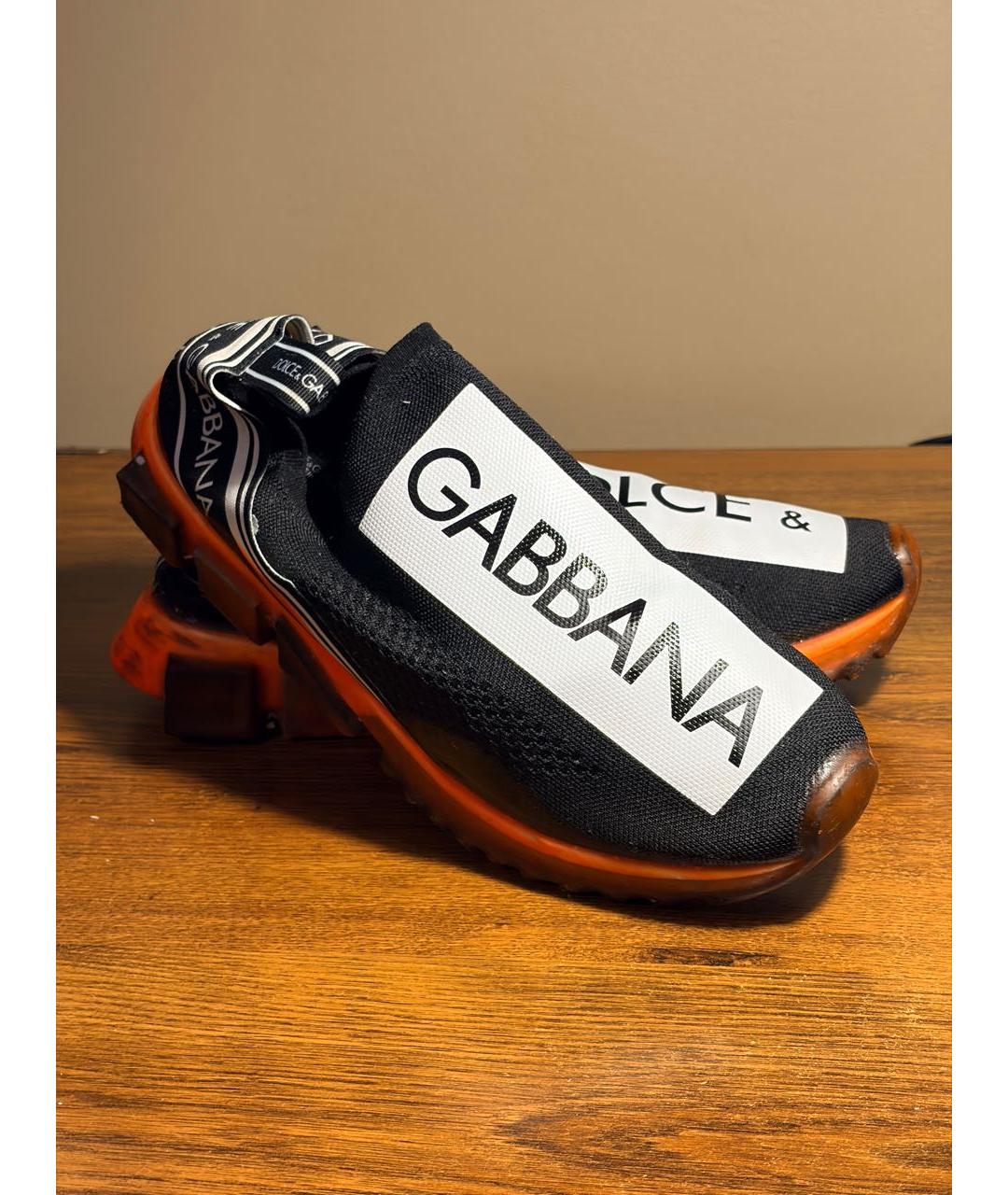 DOLCE&GABBANA Черные текстильные низкие кроссовки / кеды, фото 2