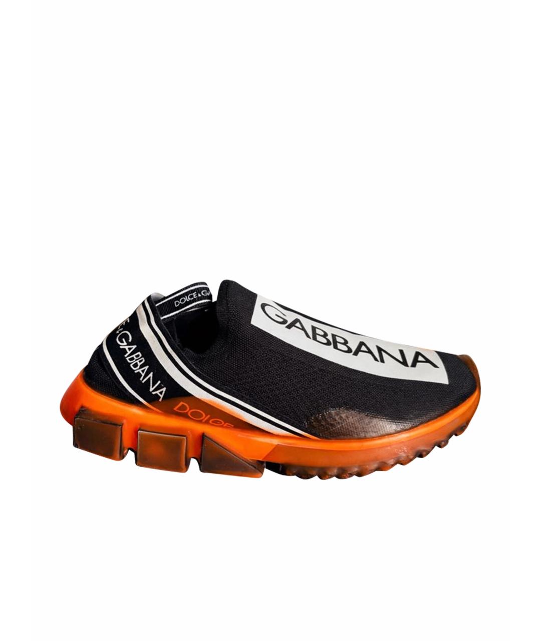 DOLCE&GABBANA Черные текстильные низкие кроссовки / кеды, фото 1