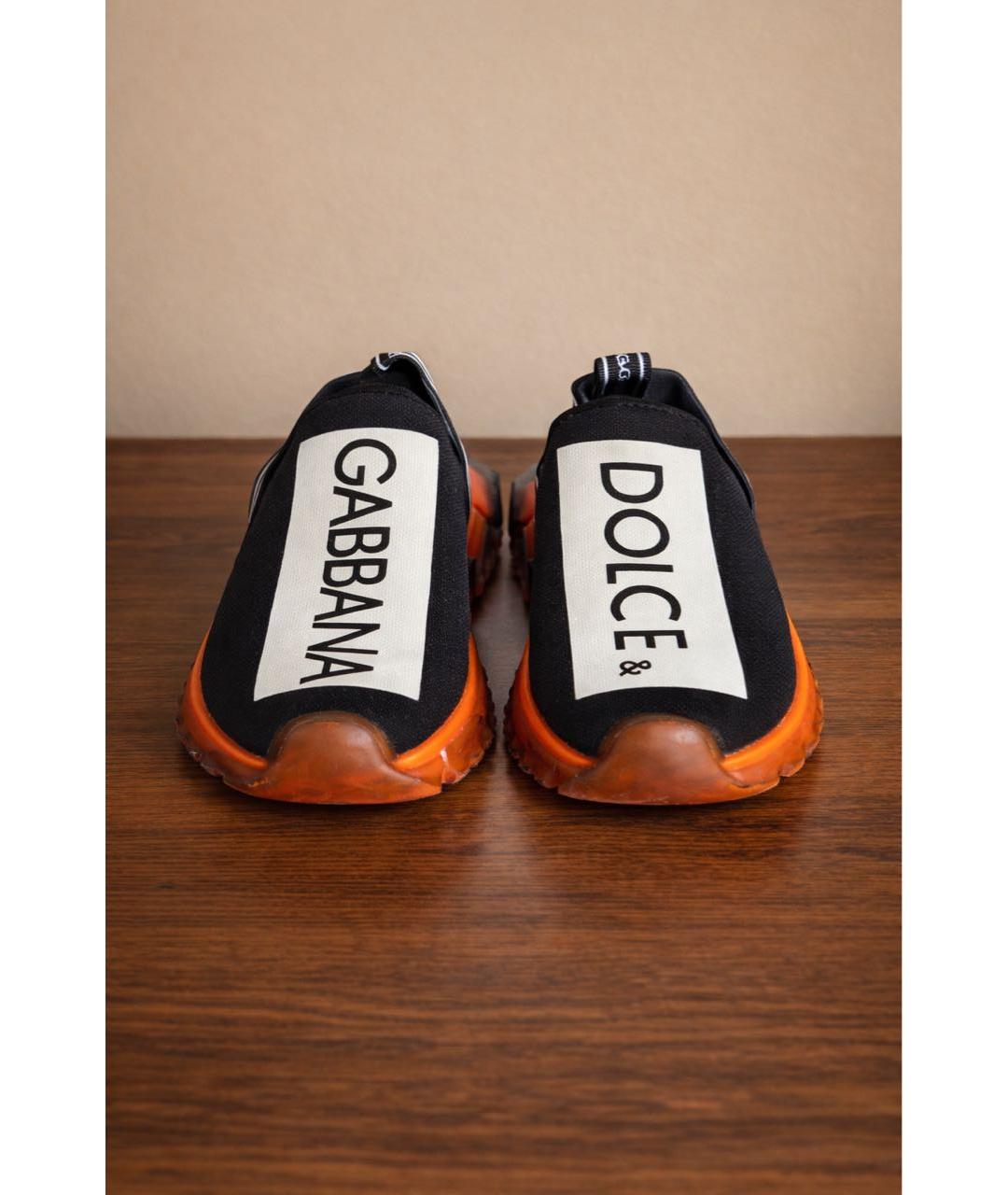 DOLCE&GABBANA Черные текстильные низкие кроссовки / кеды, фото 3