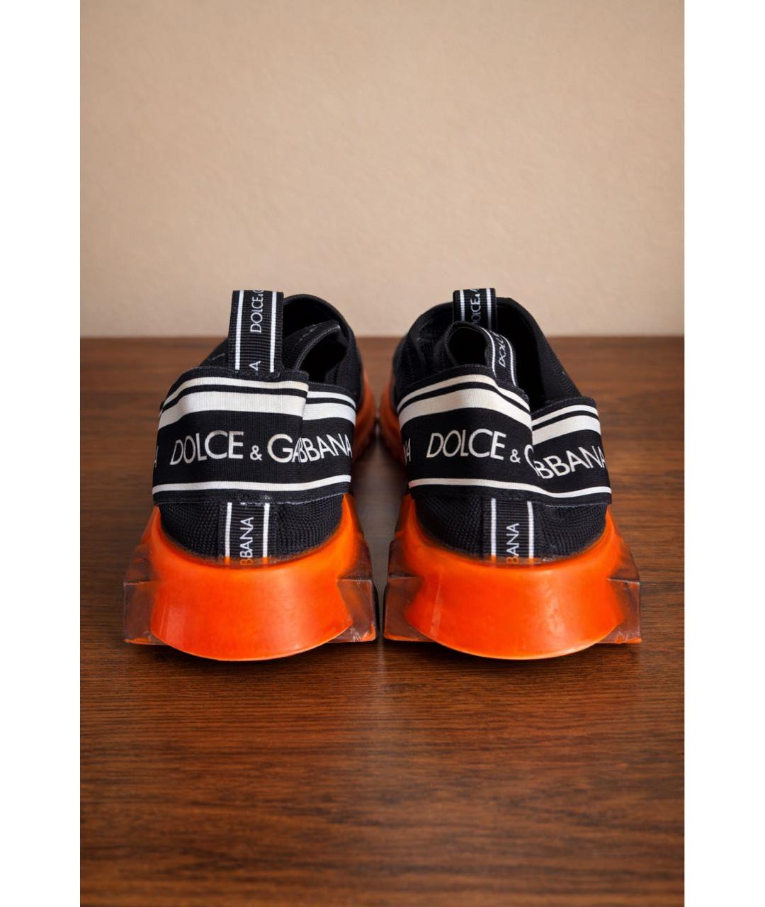 DOLCE&GABBANA Черные текстильные низкие кроссовки / кеды, фото 5