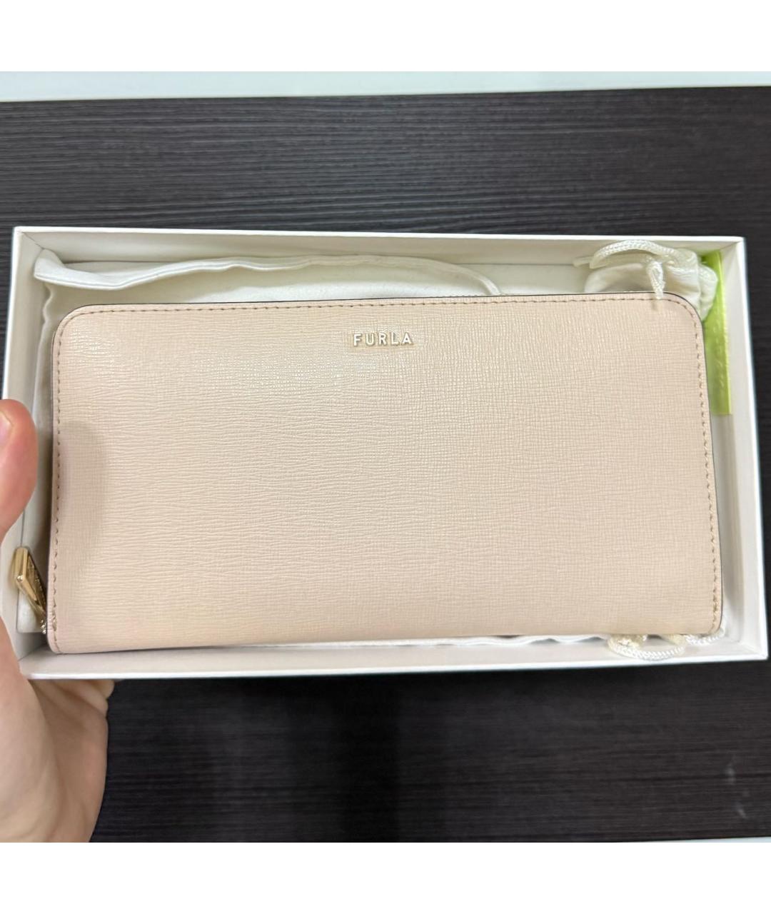 FURLA Бежевый кожаный кошелек, фото 4