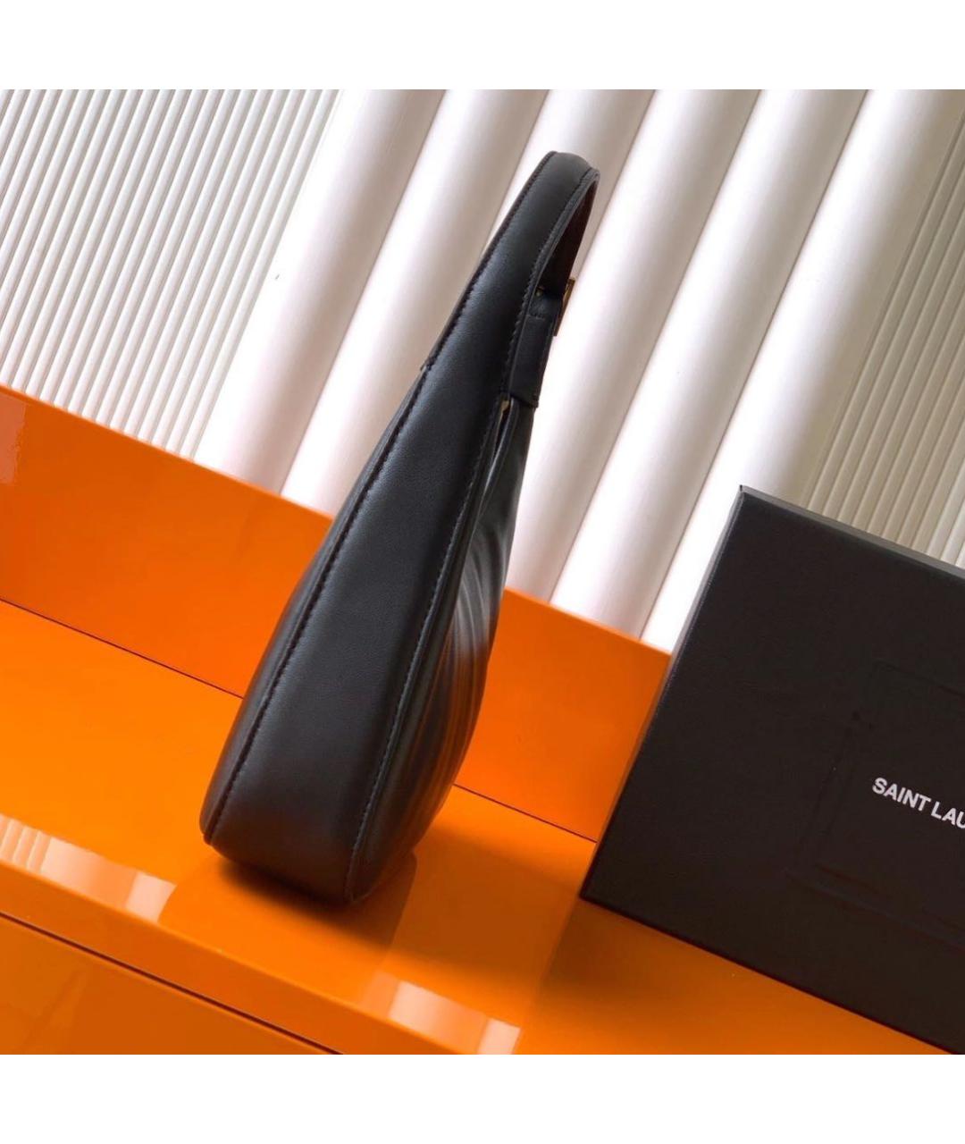 SAINT LAURENT Черная кожаная сумка с короткими ручками, фото 3