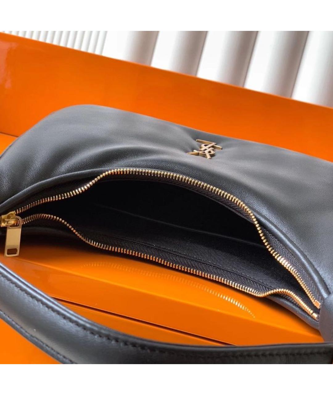 SAINT LAURENT Черная кожаная сумка с короткими ручками, фото 4