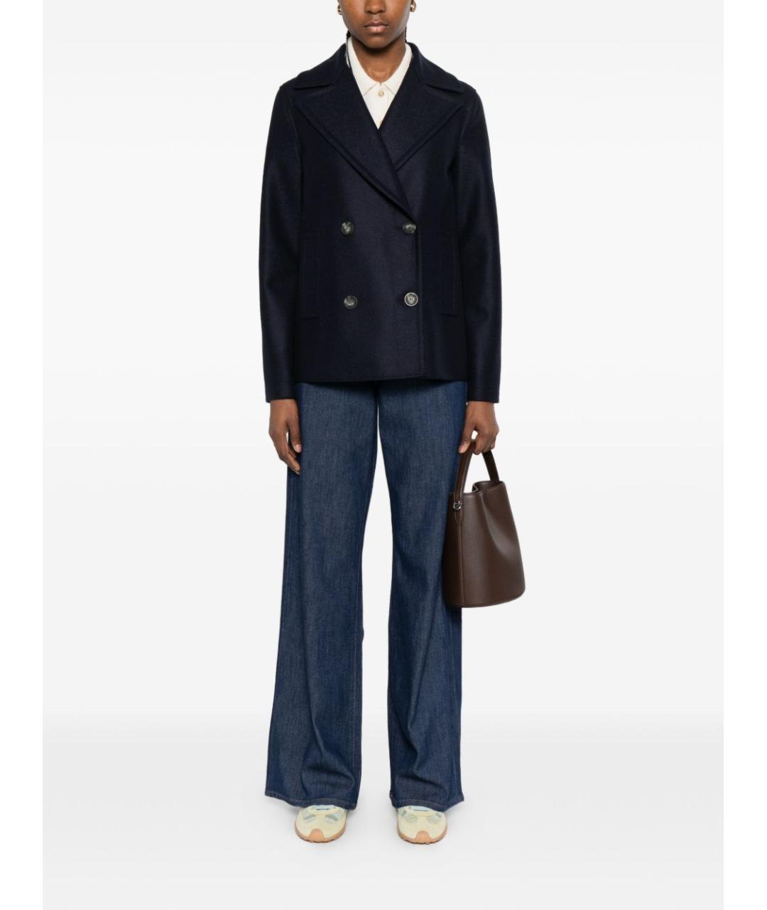 HARRIS WHARF LONDON Синее шерстяное пальто, фото 3