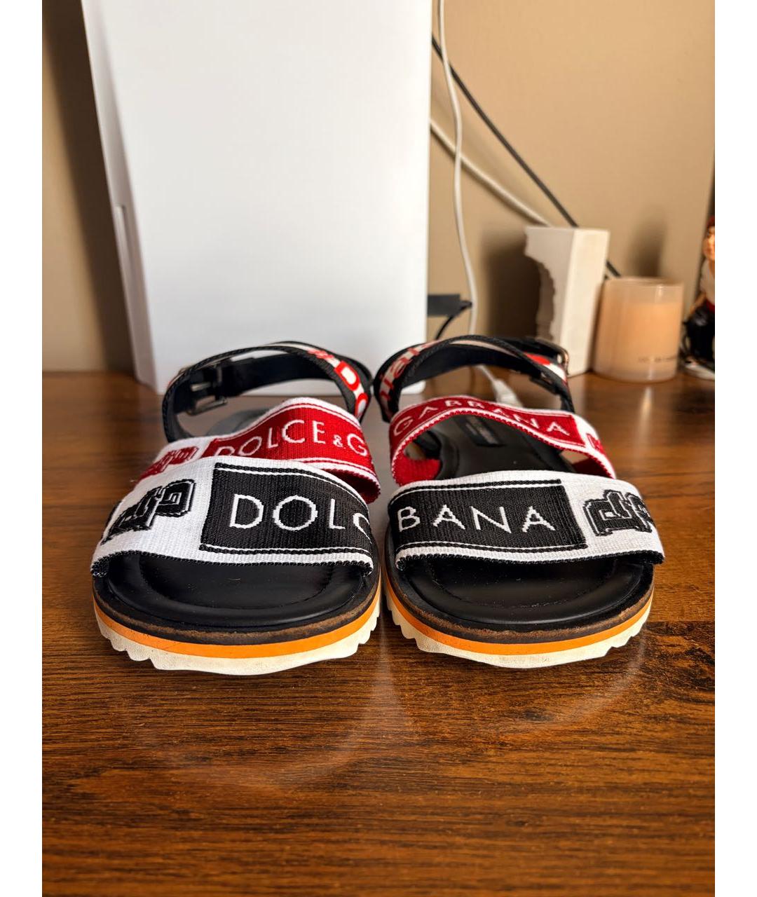 DOLCE&GABBANA Оранжевое текстильные сандалии, фото 3