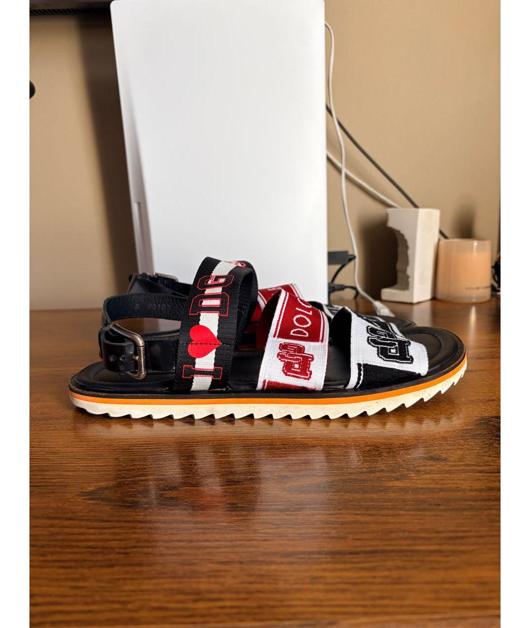 DOLCE&GABBANA Оранжевое текстильные сандалии, фото 6