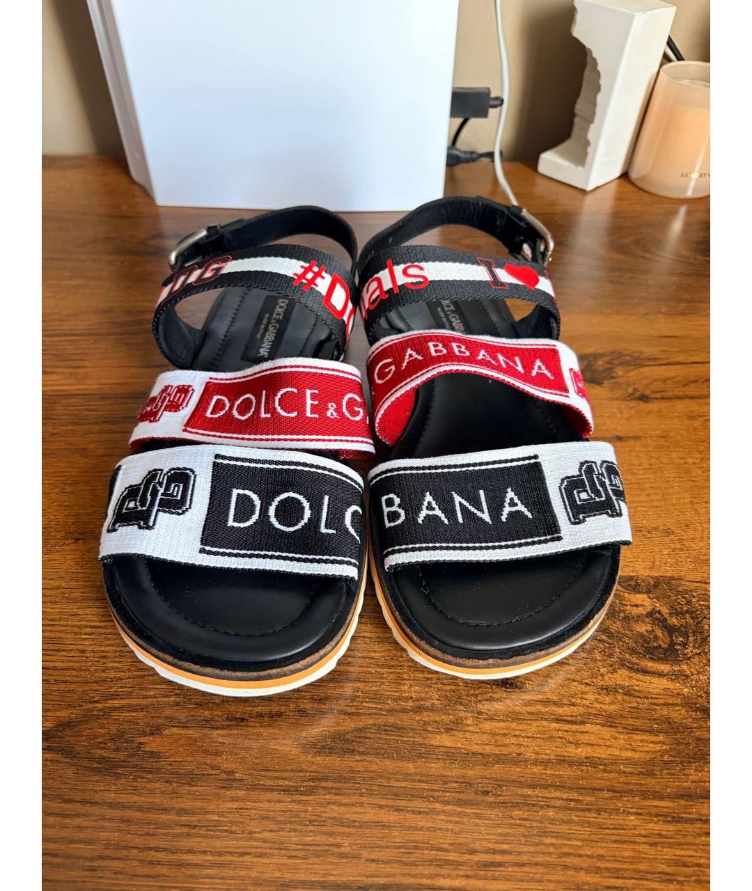 DOLCE&GABBANA Оранжевое текстильные сандалии, фото 4