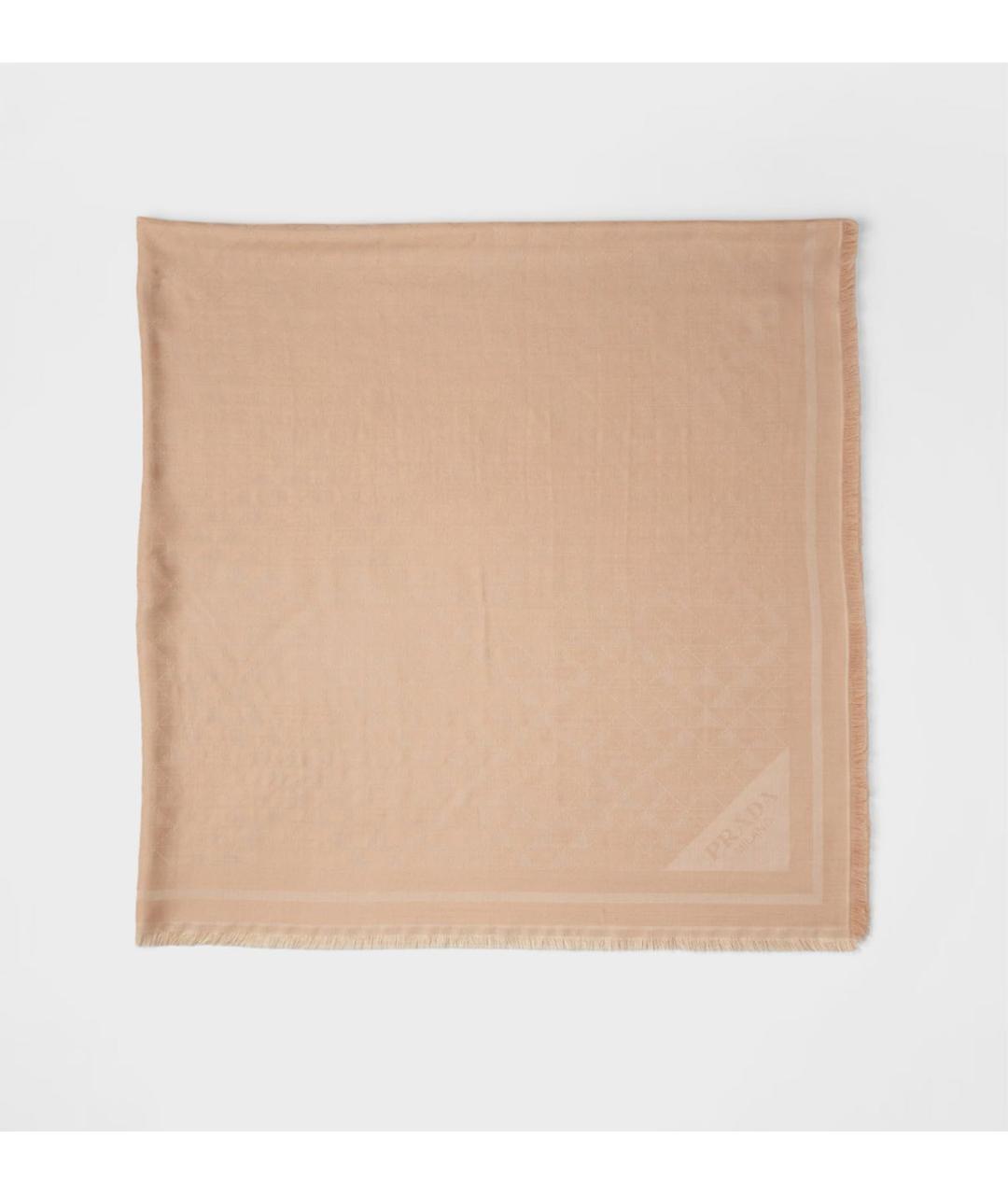 PRADA Бежевый шерстяной платок, фото 3