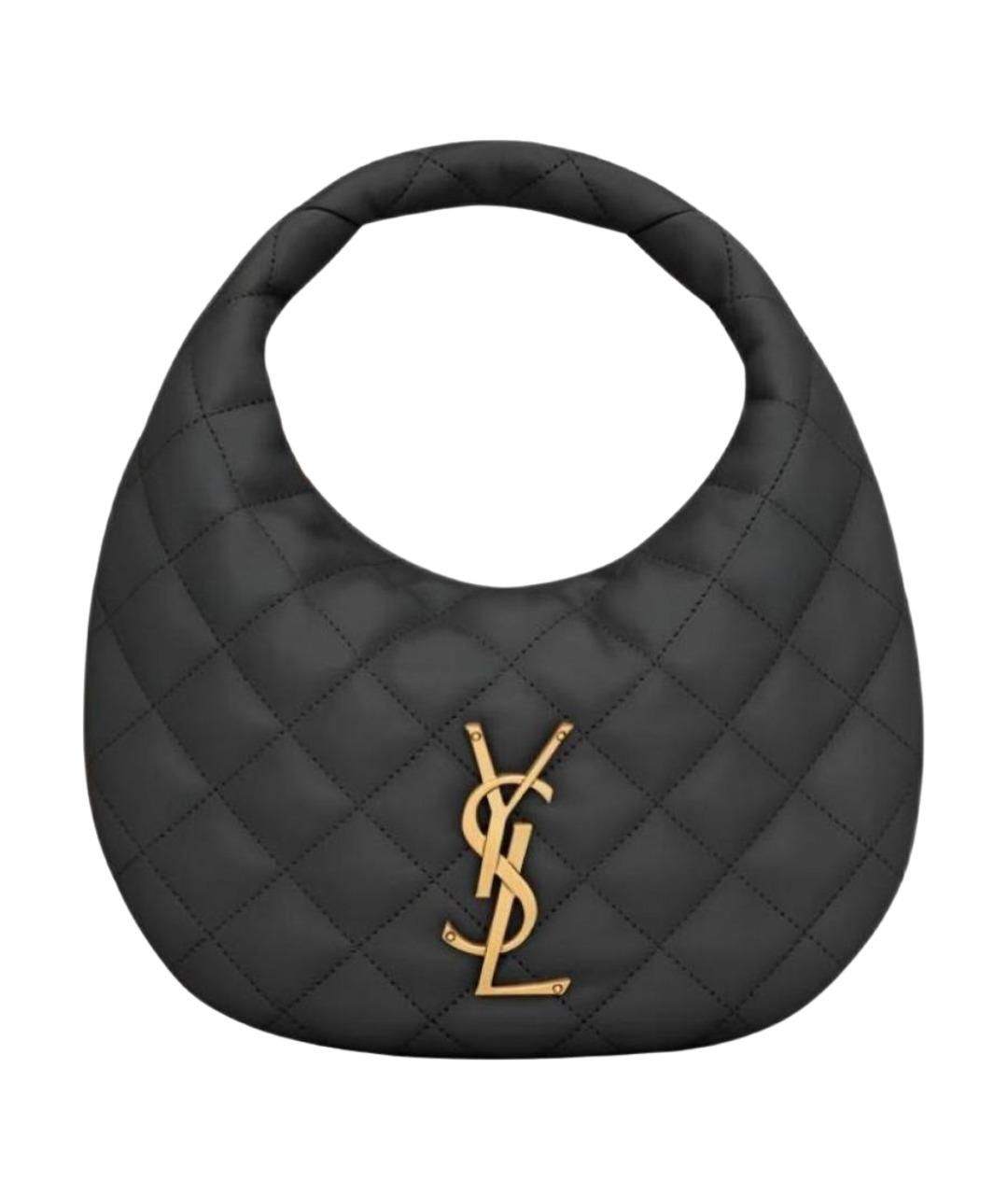 SAINT LAURENT Черная кожаная сумка с короткими ручками, фото 1