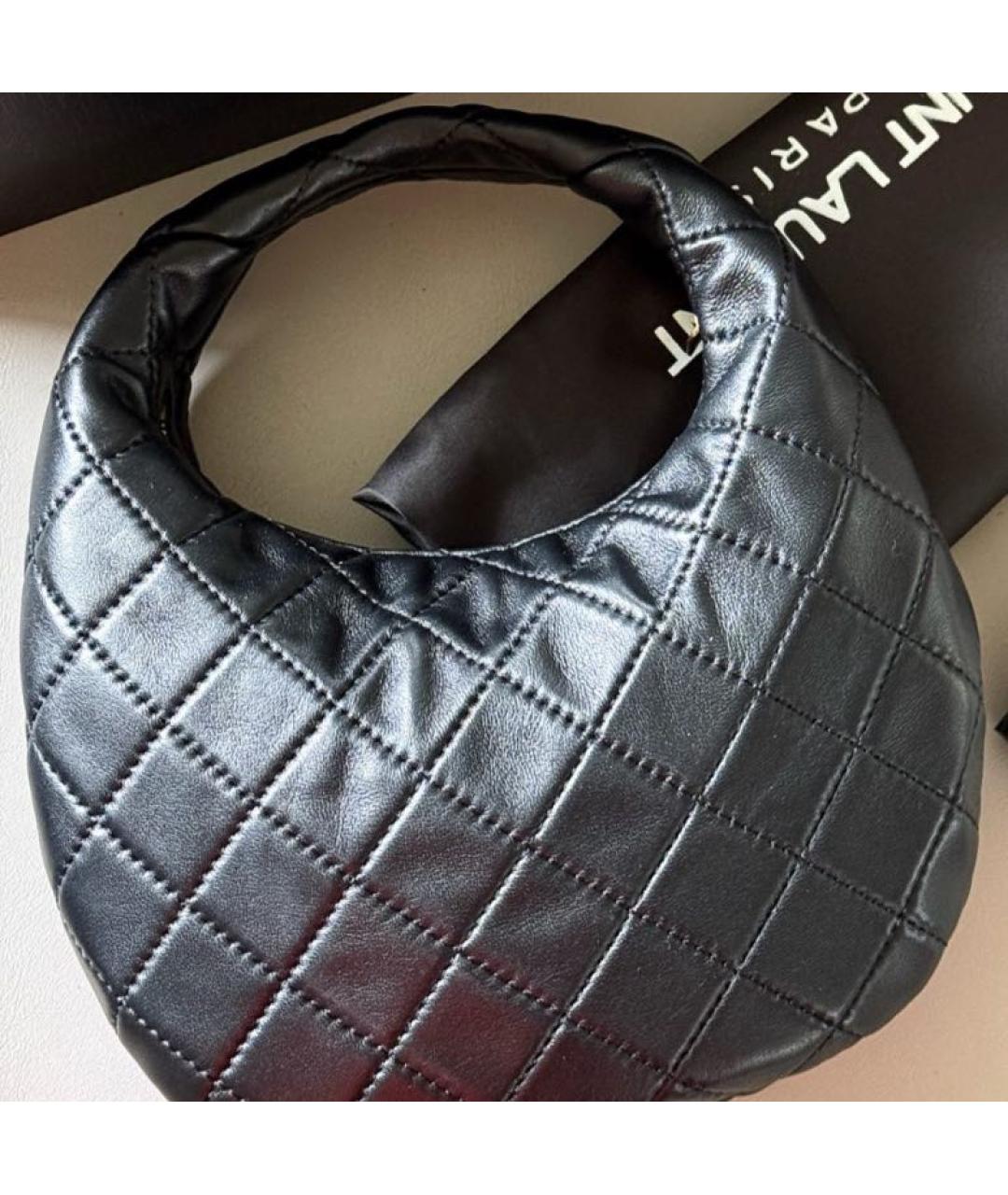 SAINT LAURENT Черная кожаная сумка с короткими ручками, фото 3