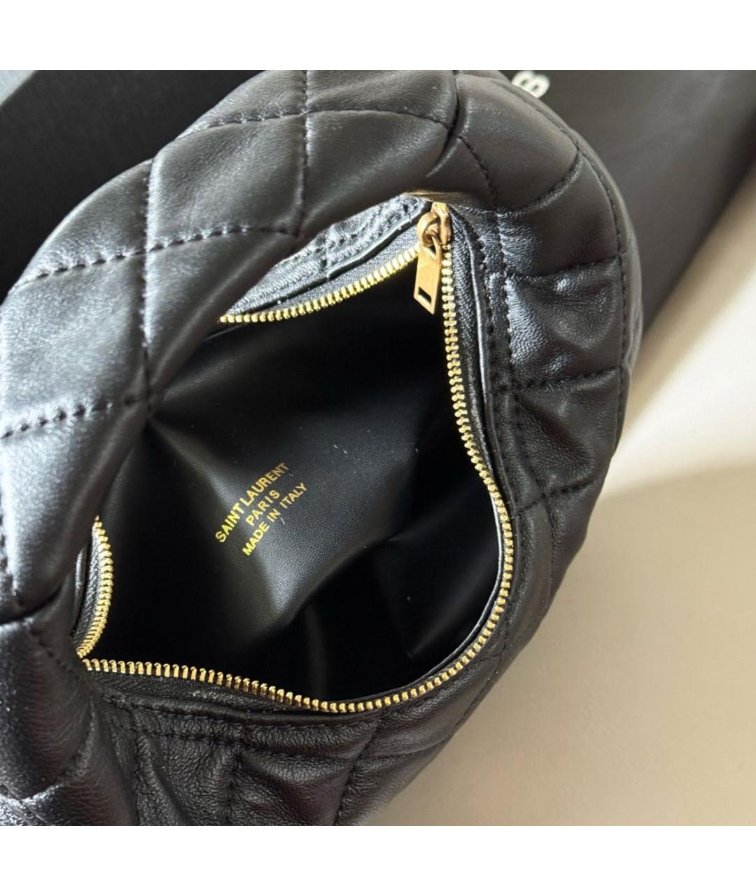 SAINT LAURENT Черная кожаная сумка с короткими ручками, фото 4