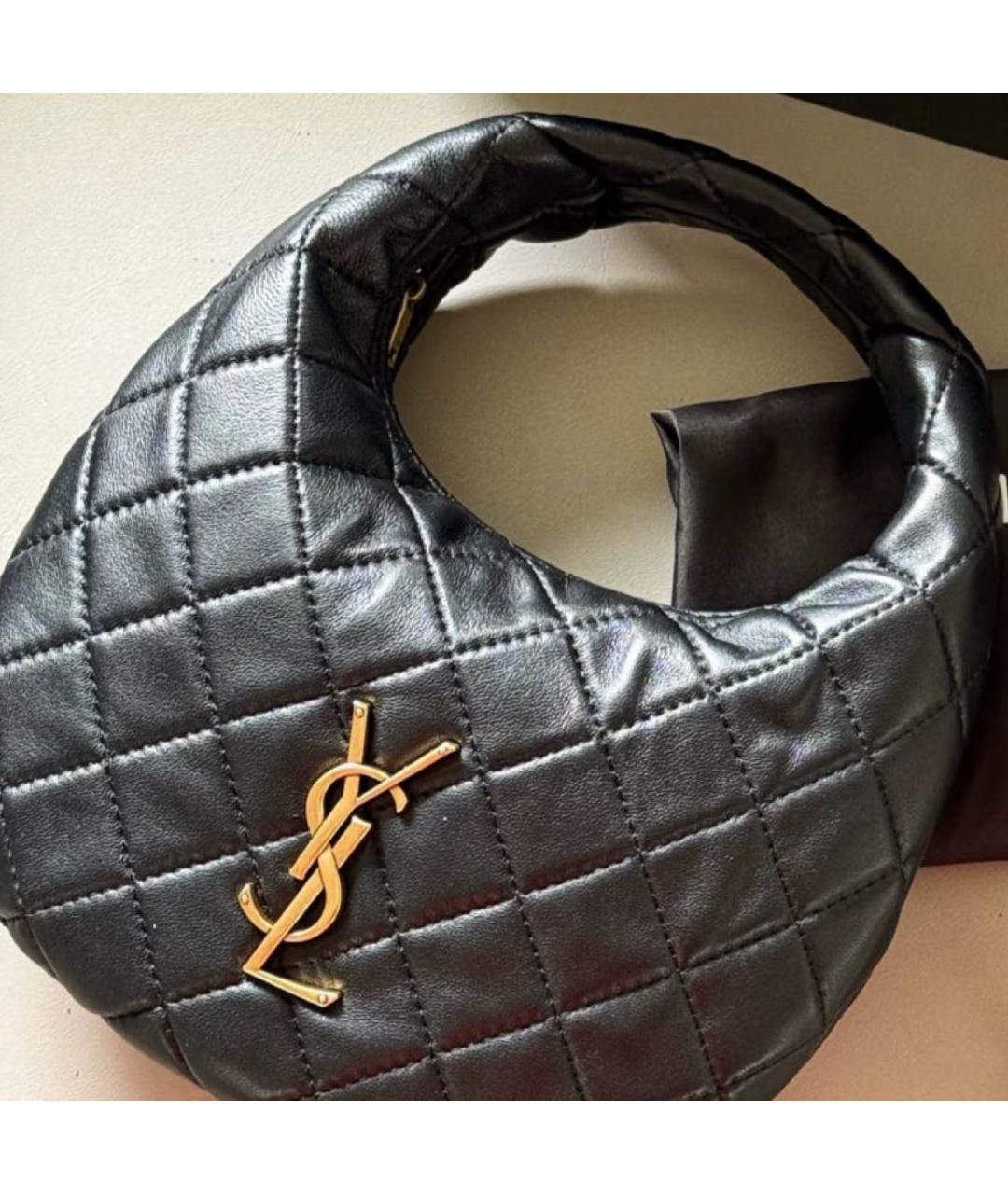 SAINT LAURENT Черная кожаная сумка с короткими ручками, фото 2