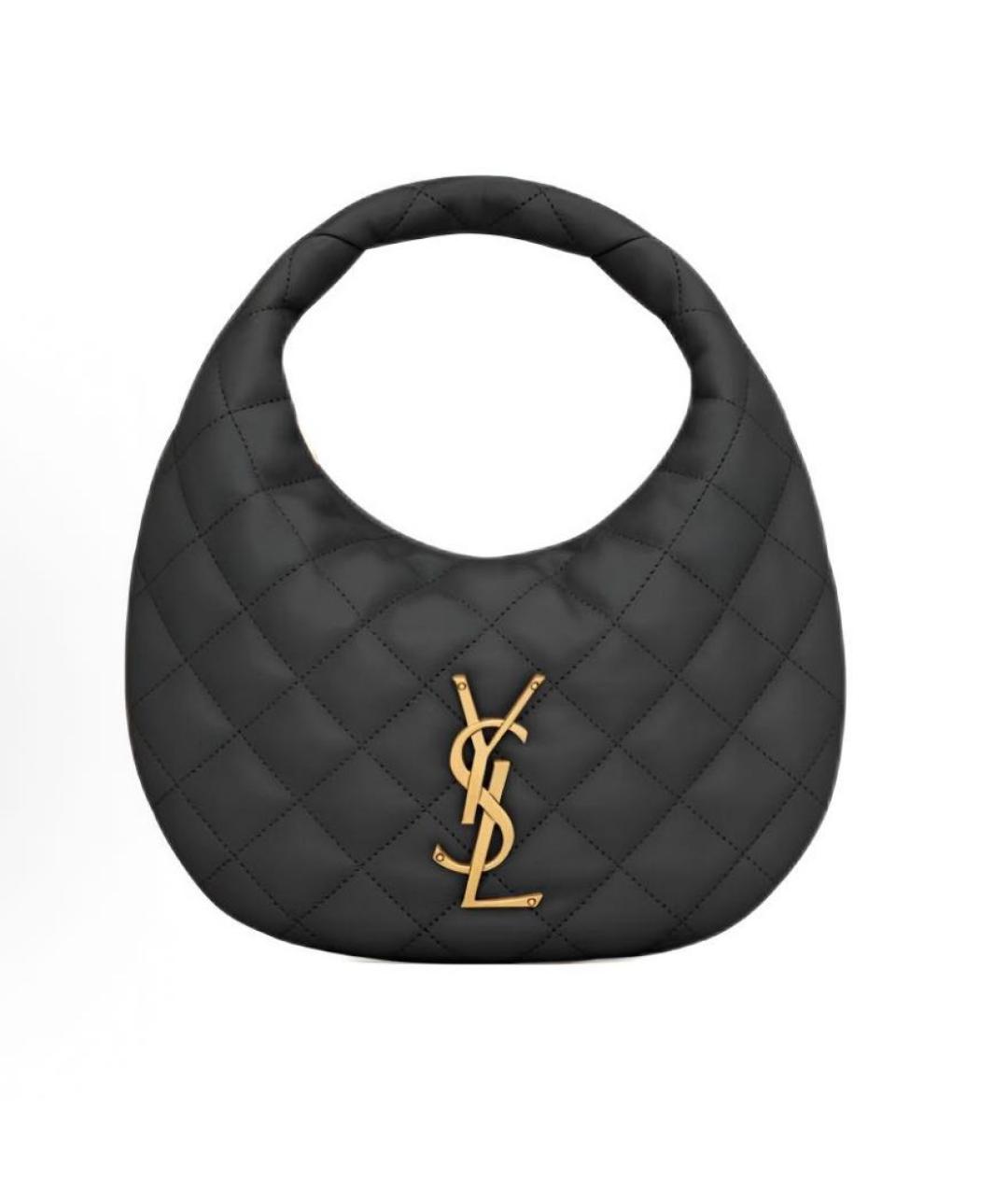 SAINT LAURENT Черная кожаная сумка с короткими ручками, фото 5