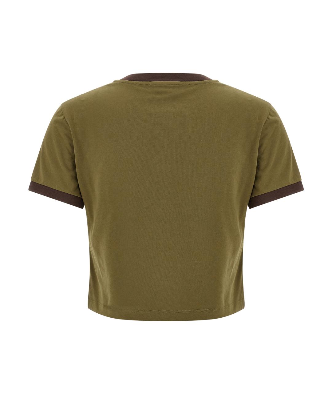 MIU MIU Зеленая хлопковая футболка, фото 2