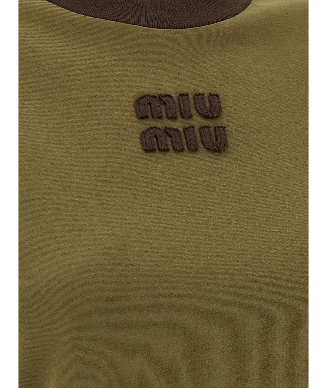 MIU MIU Зеленая хлопковая футболка, фото 4