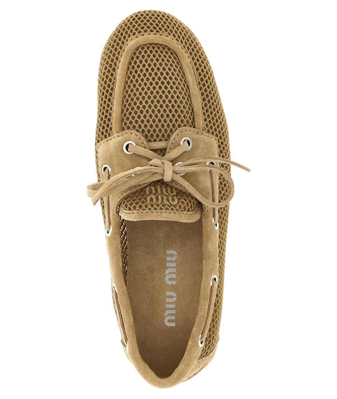MIU MIU Бежевые замшевые лоферы, фото 4
