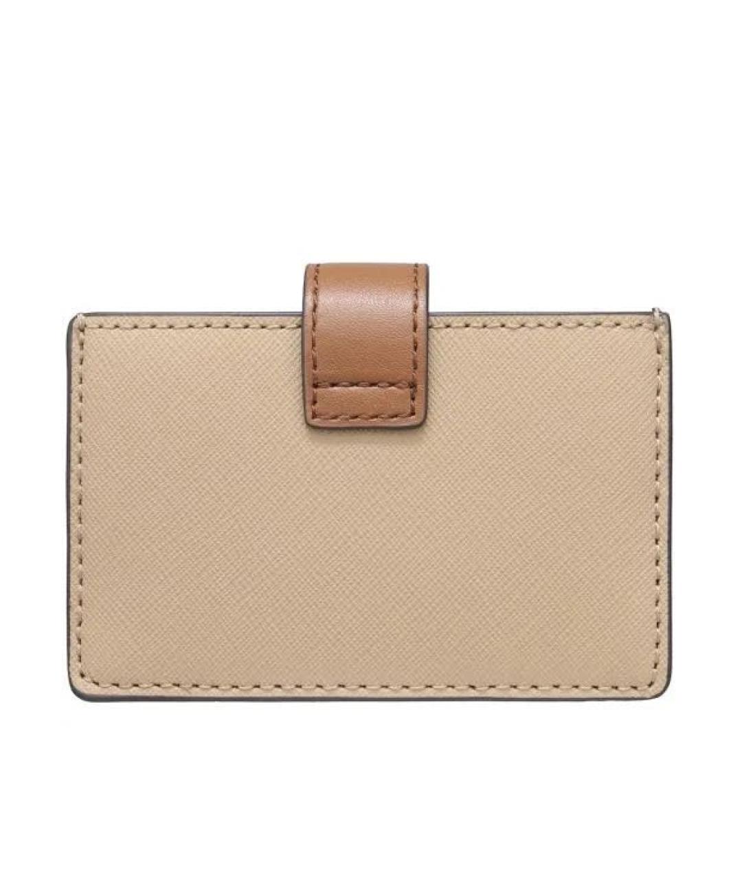 MICHAEL KORS Бежевый кожаный кардхолдер, фото 2