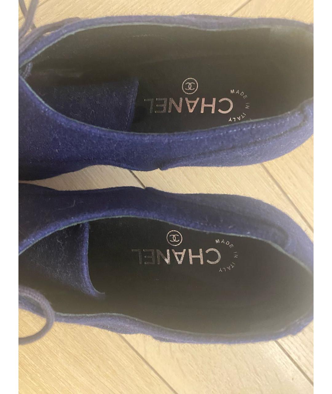 CHANEL Темно-синие текстильные ботильоны, фото 3