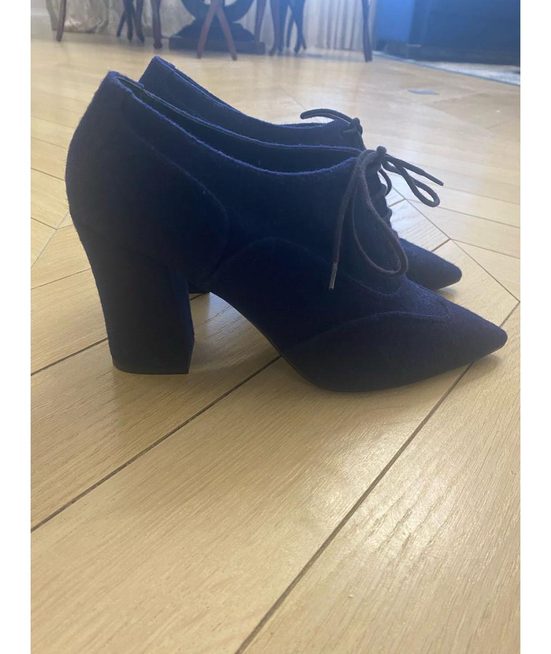 CHANEL Темно-синие текстильные ботильоны, фото 5