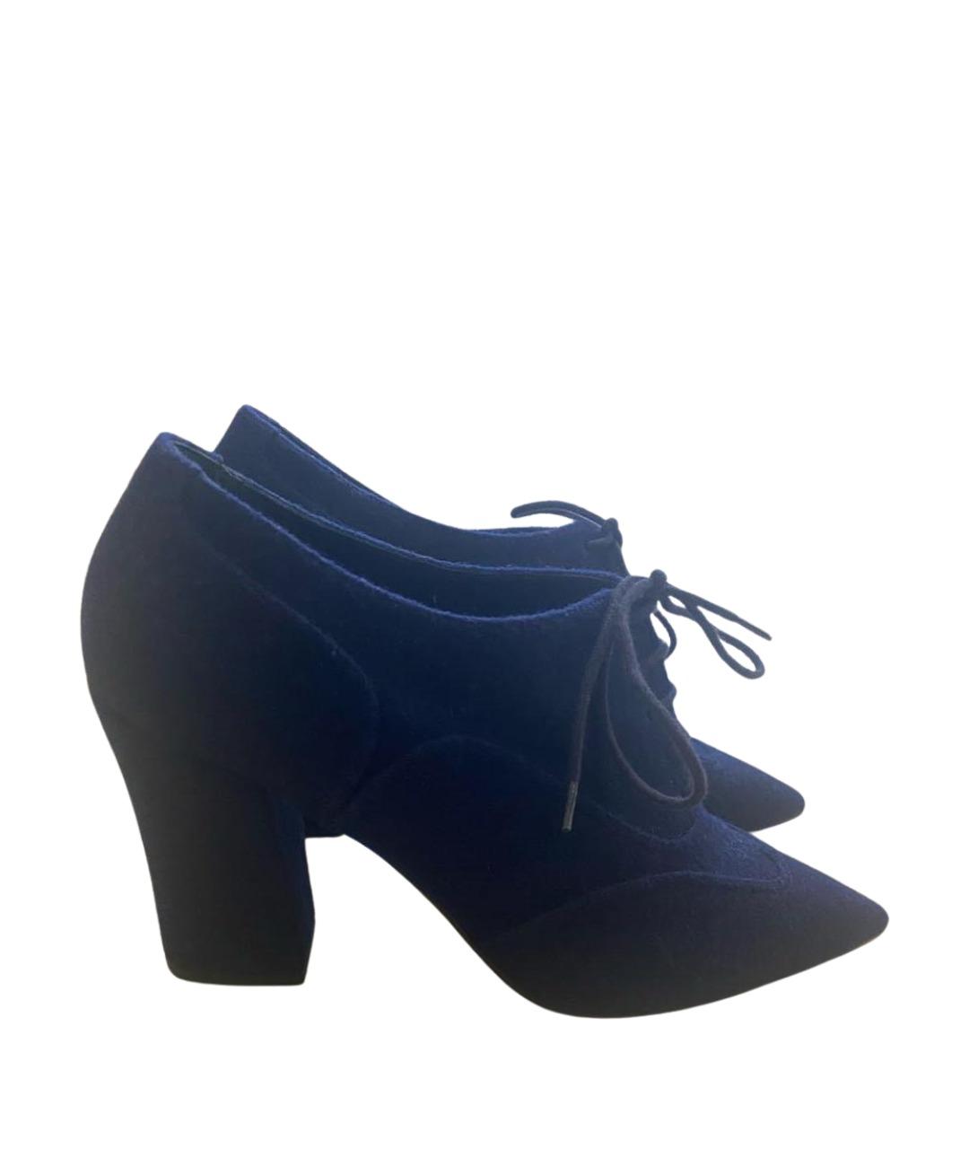 CHANEL Темно-синие текстильные ботильоны, фото 1