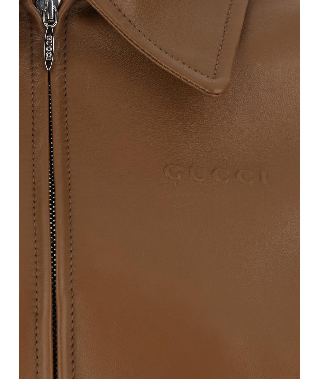 GUCCI Коричневая кожаная куртка, фото 3
