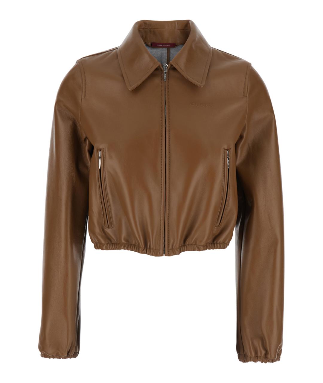 GUCCI Коричневая кожаная куртка, фото 1