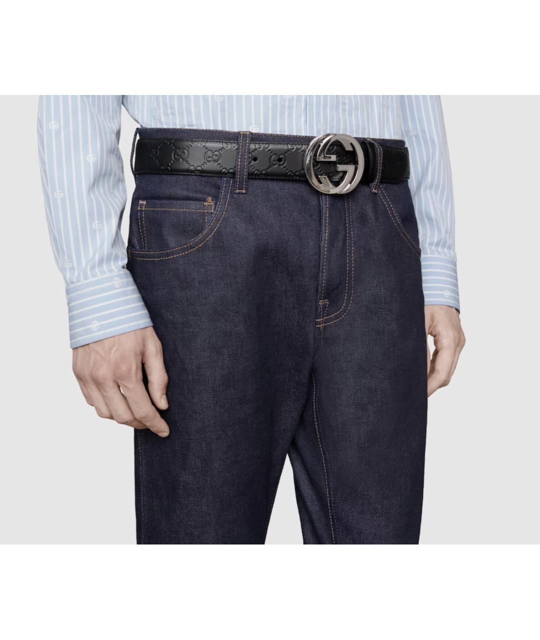 GUCCI Черный кожаный ремень, фото 3