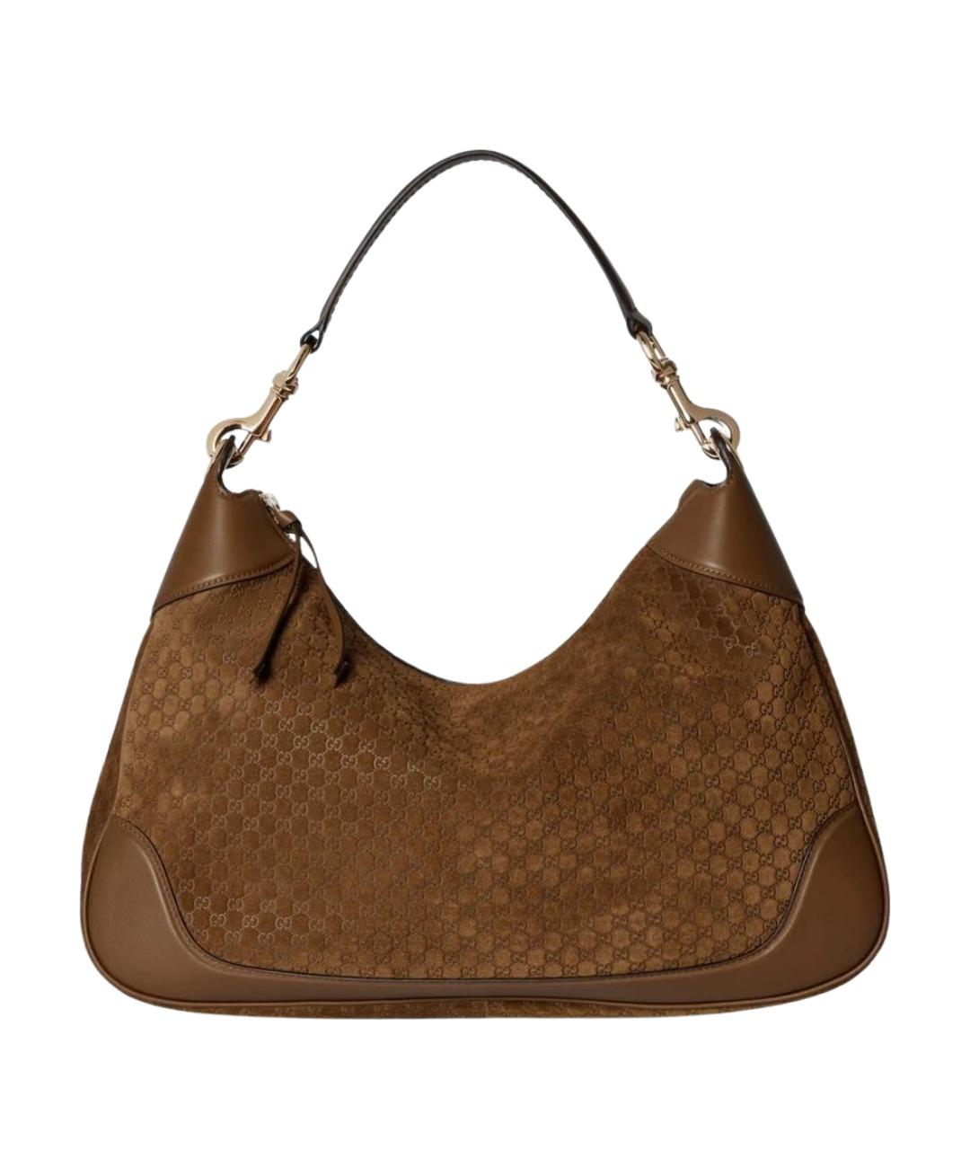 GUCCI Коричневая замшевая сумка через плечо, фото 1