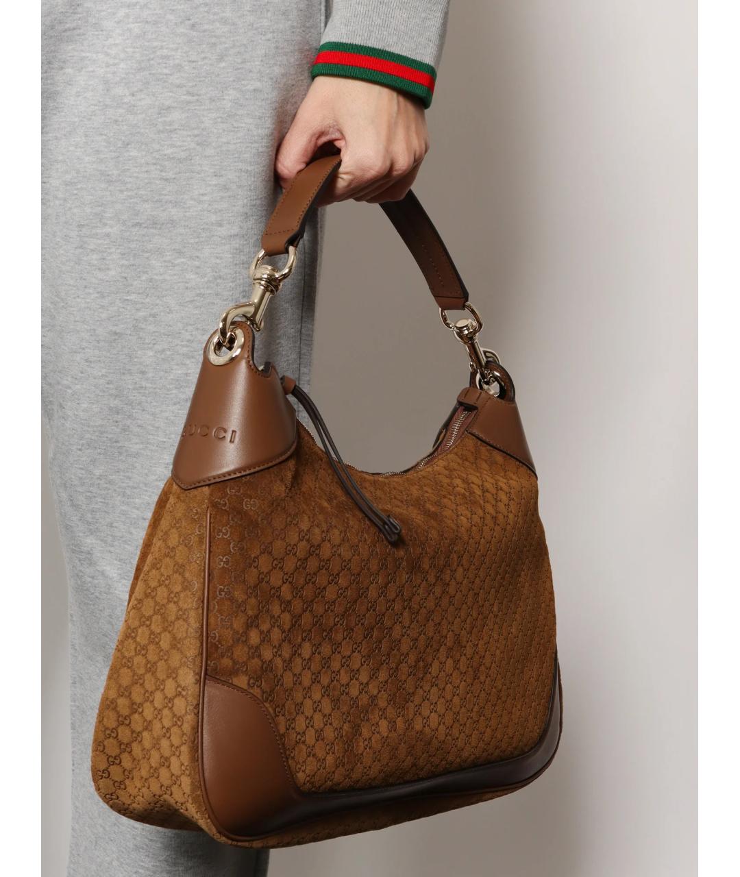 GUCCI Коричневая замшевая сумка через плечо, фото 2