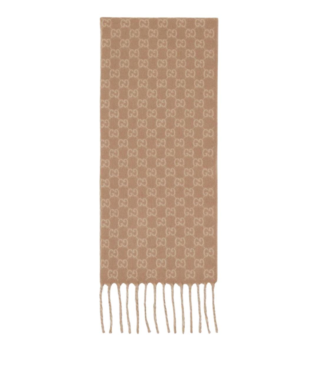 GUCCI Бежевый шерстяной шарф, фото 1
