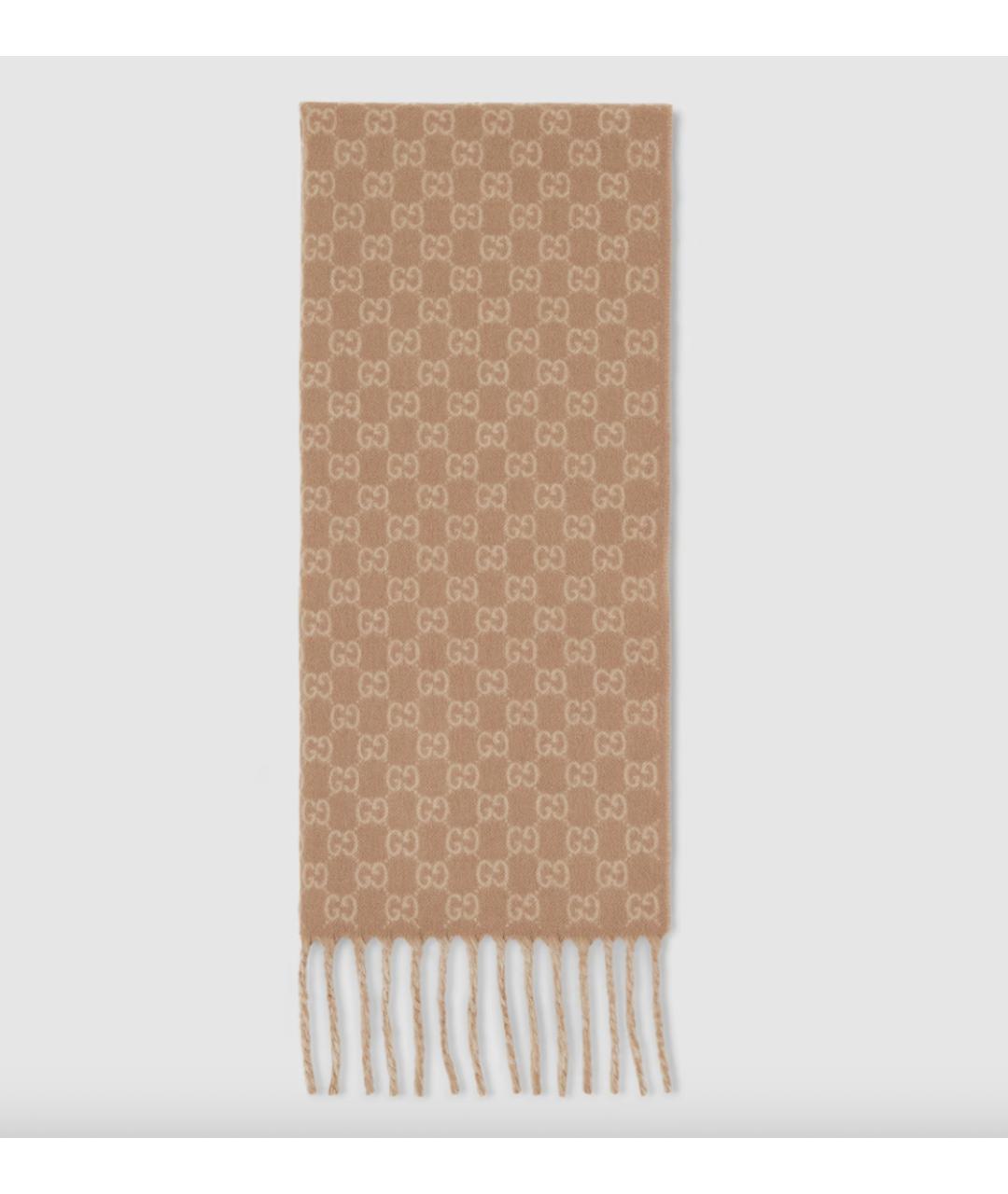 GUCCI Бежевый шерстяной шарф, фото 5