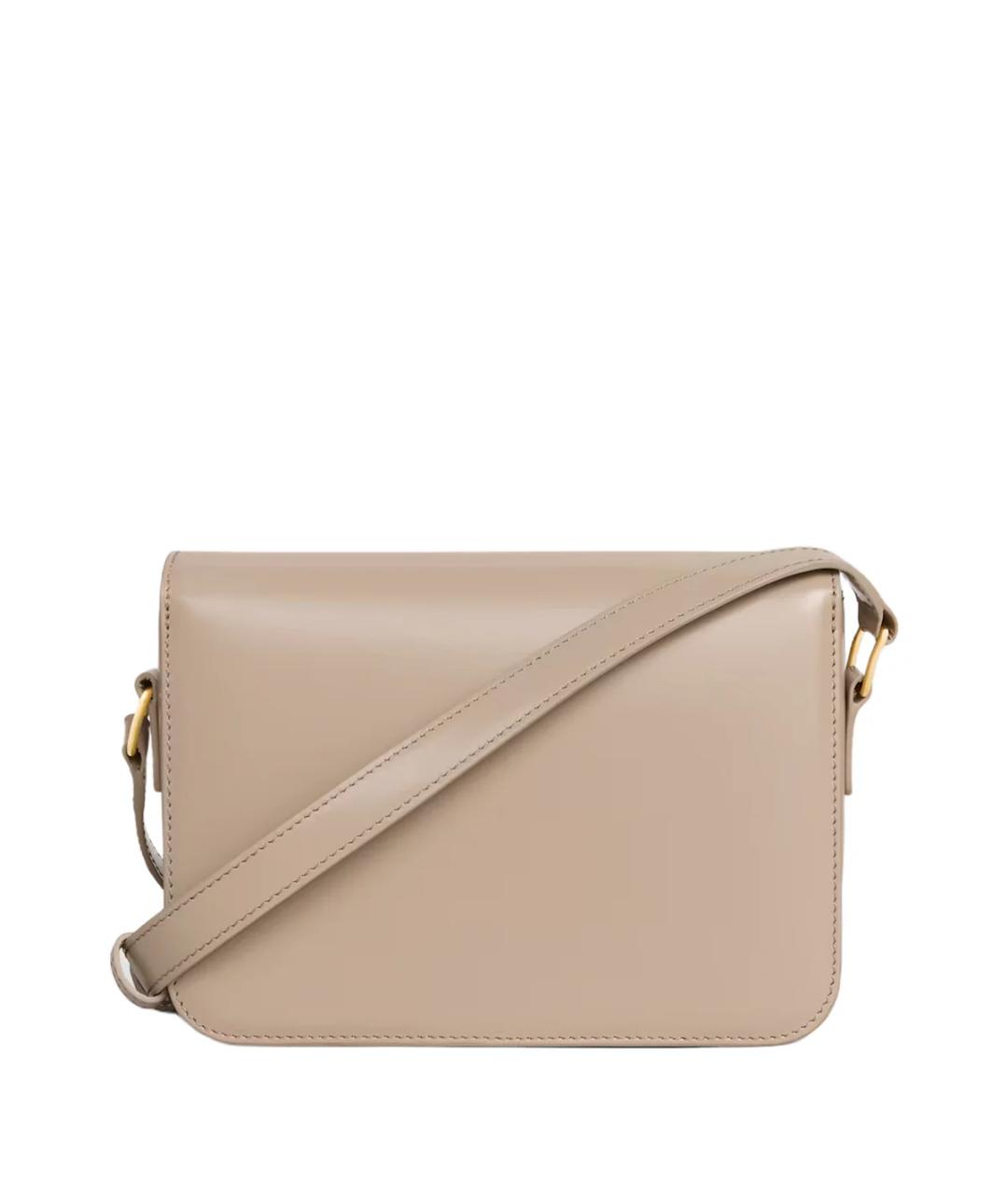 CELINE Бежевая кожаная сумка через плечо, фото 3