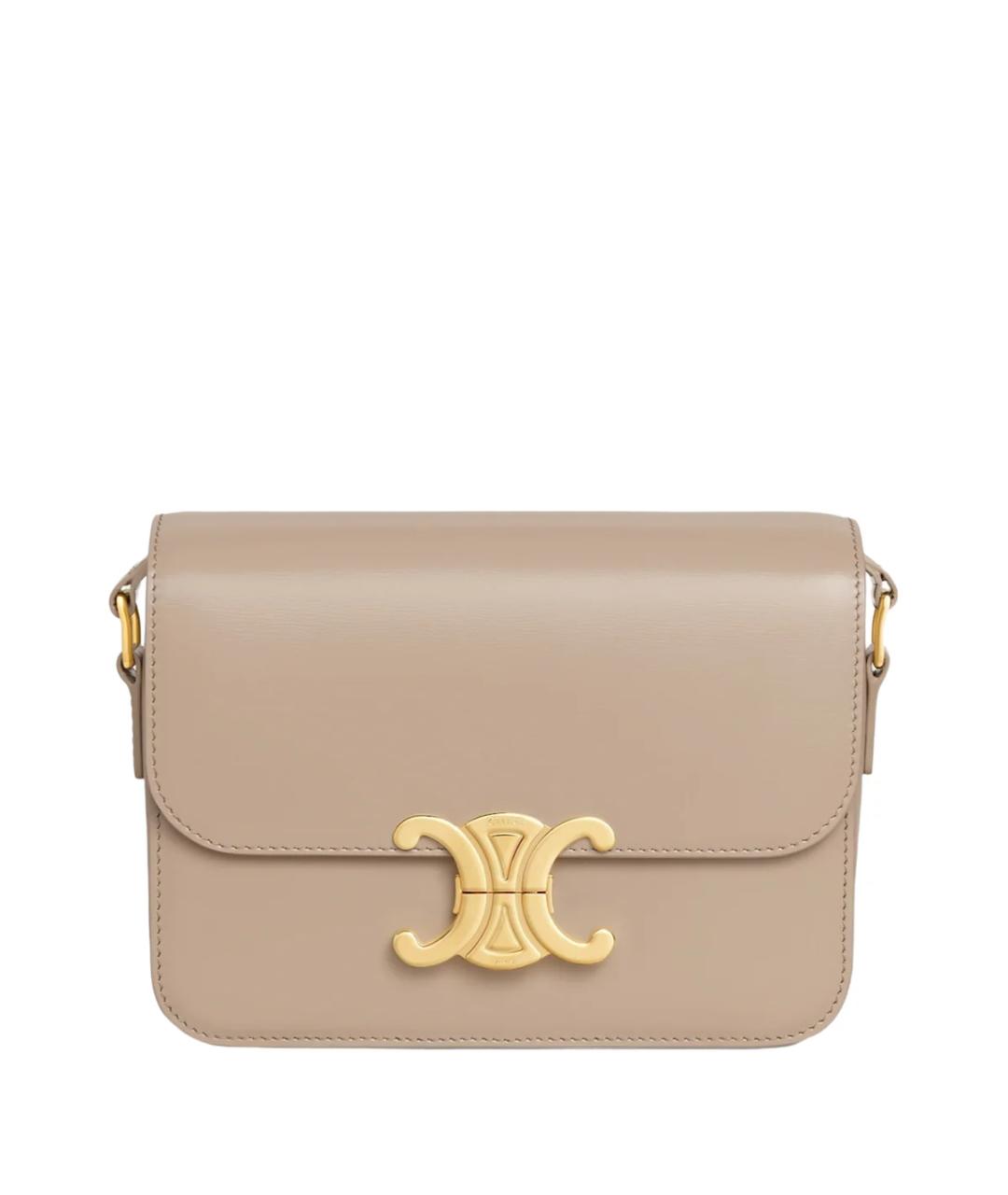 CELINE Бежевая кожаная сумка через плечо, фото 1