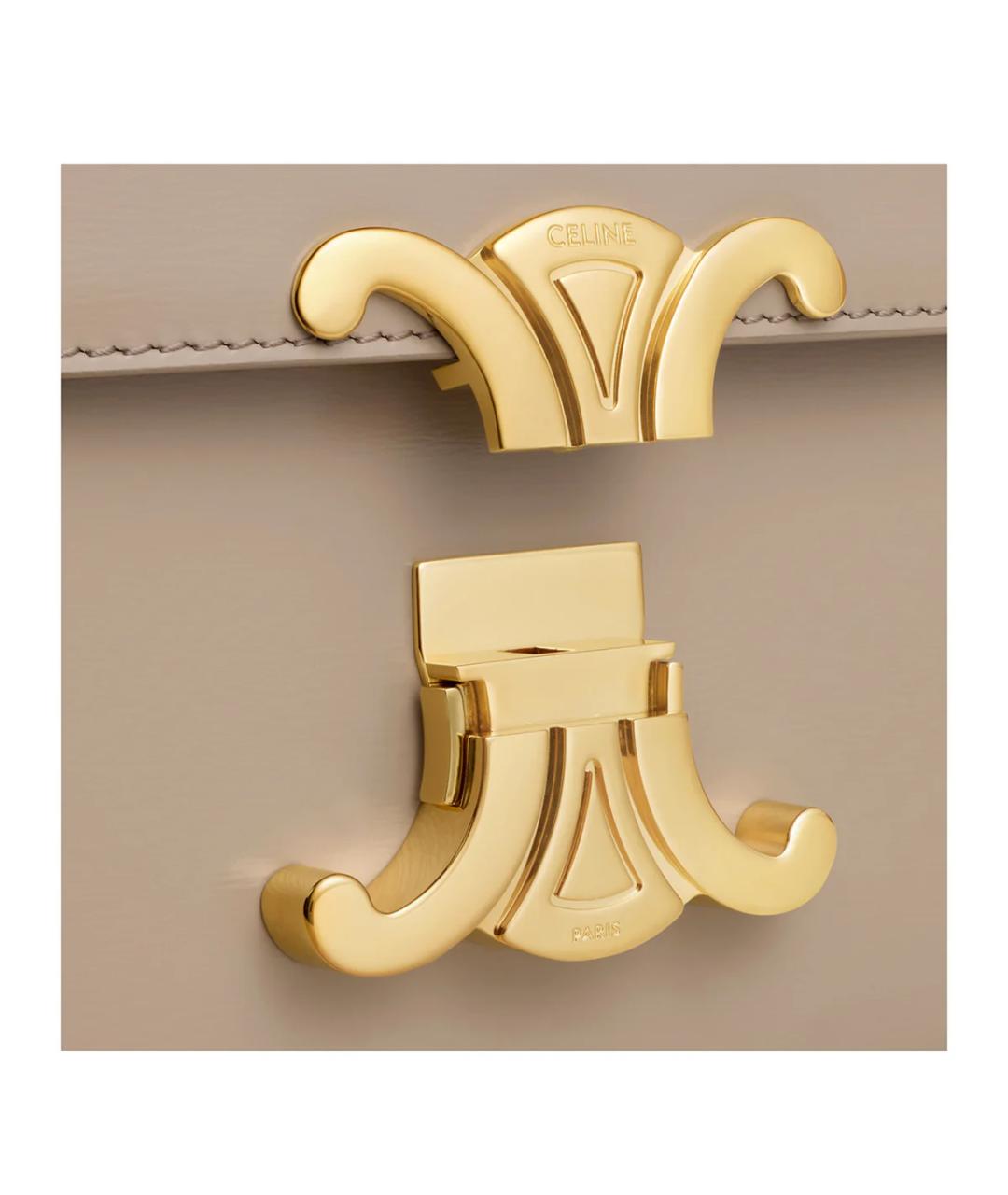 CELINE Бежевая кожаная сумка через плечо, фото 5