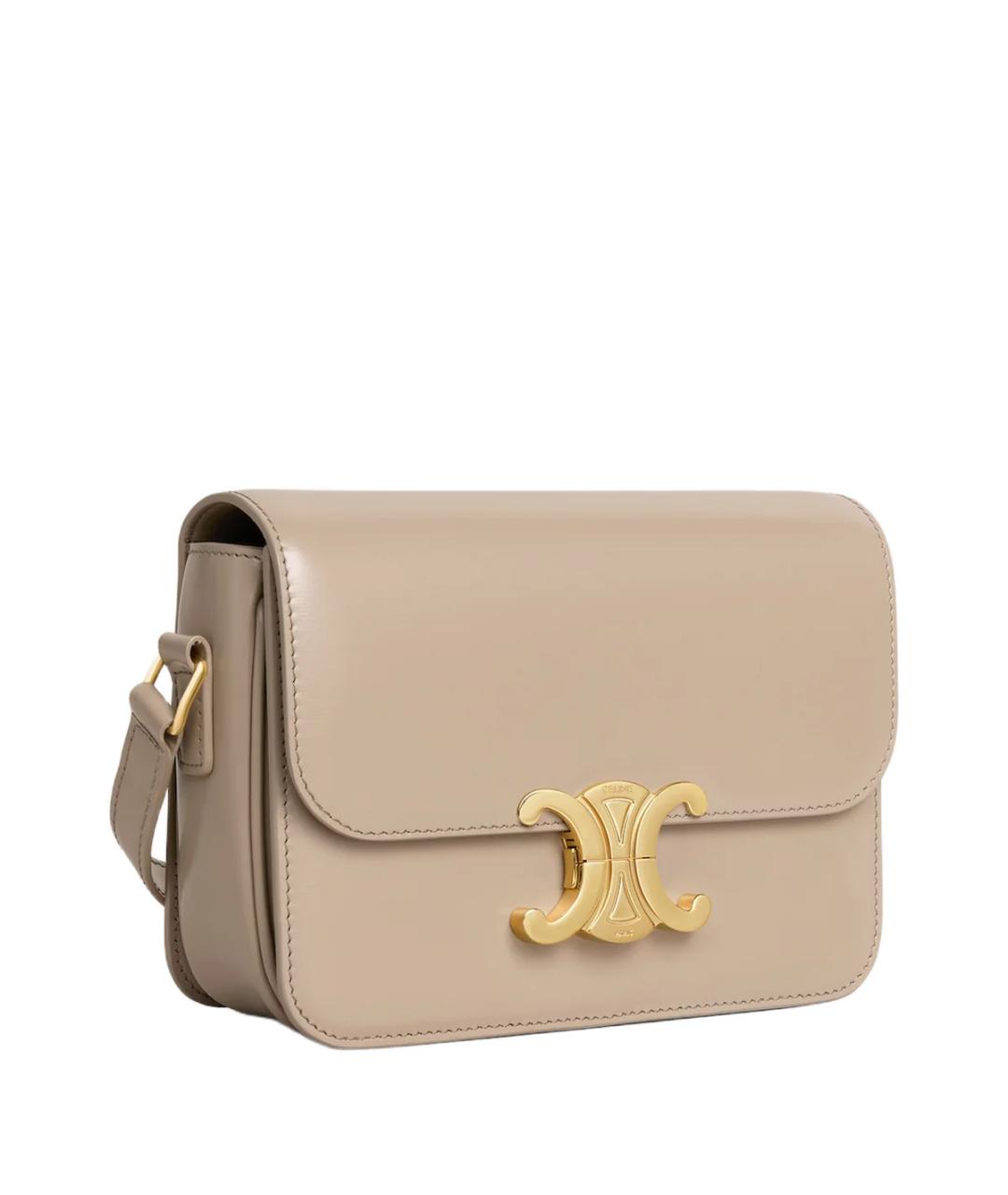 CELINE Бежевая кожаная сумка через плечо, фото 2