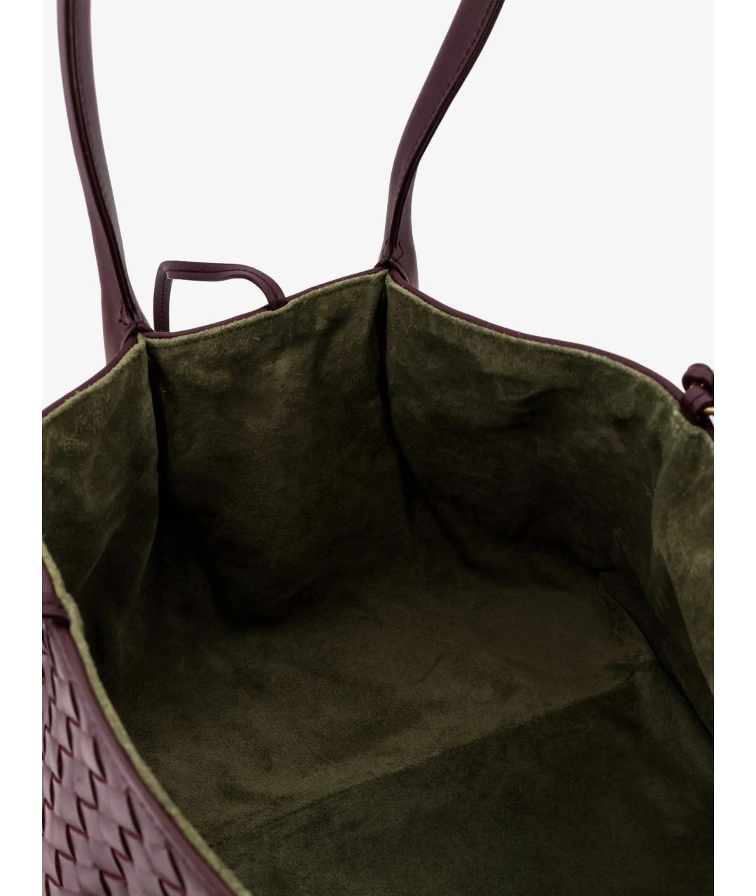 BOTTEGA VENETA Бордовая кожаная сумка тоут, фото 4