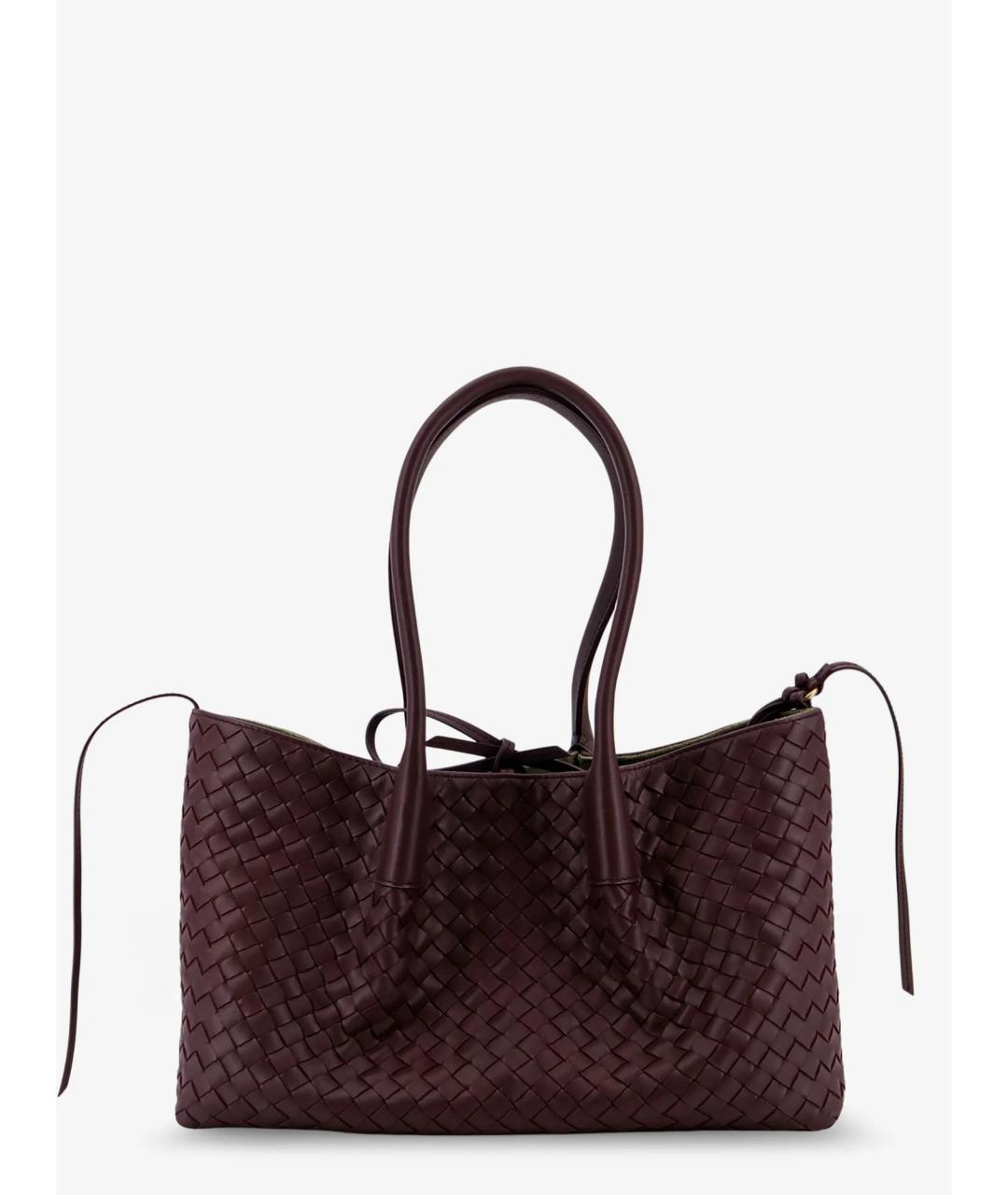 BOTTEGA VENETA Бордовая кожаная сумка тоут, фото 2