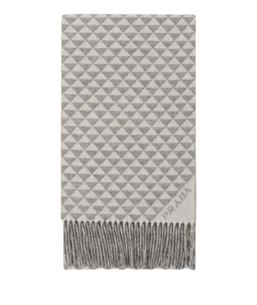 PRADA Серый шерстяной шарф, фото 1