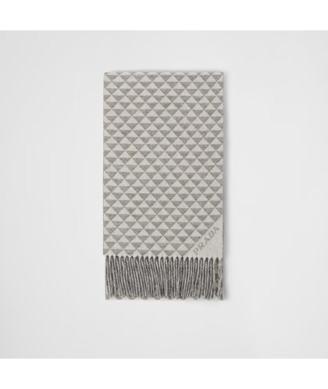 PRADA Серый шерстяной шарф, фото 3