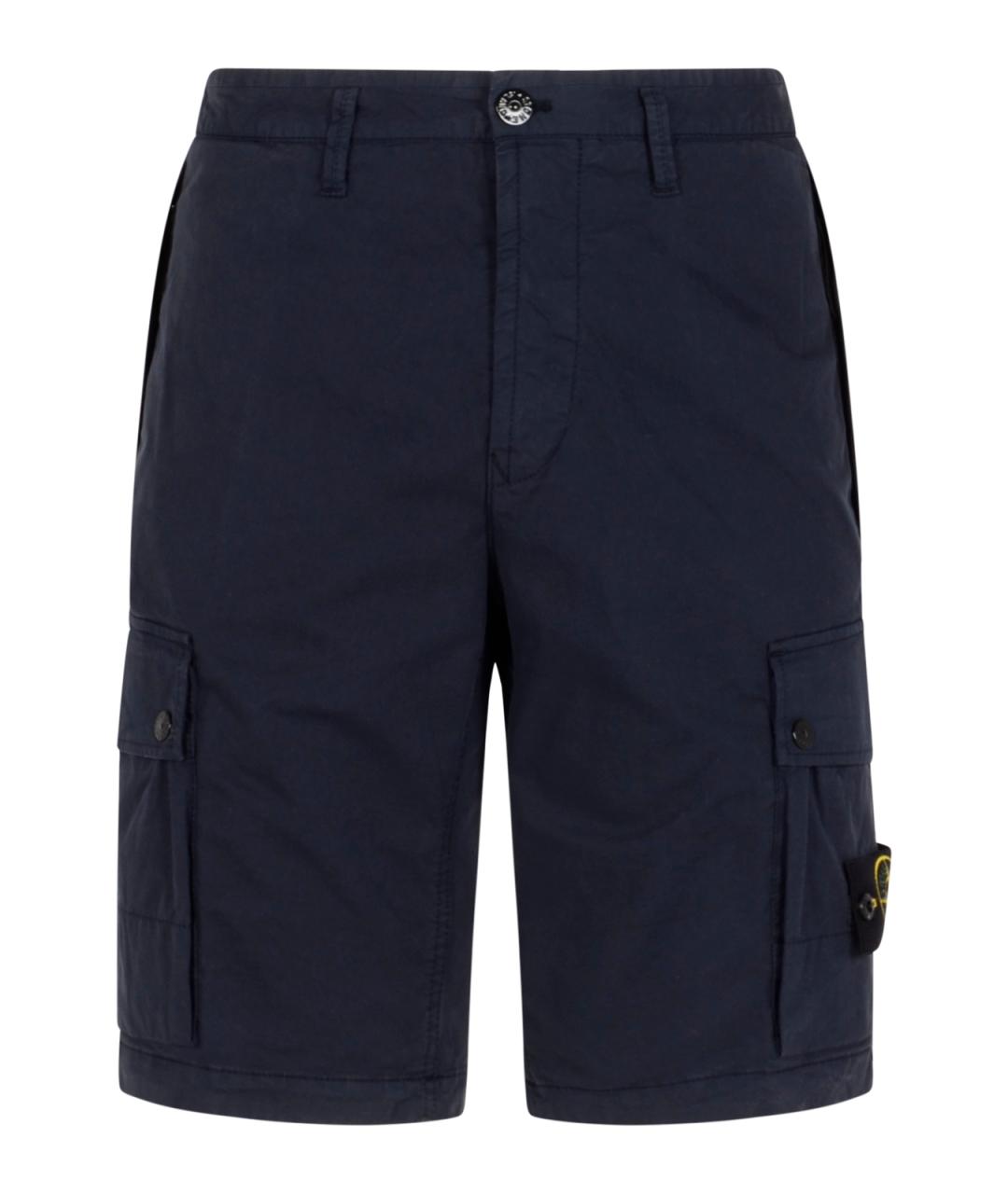 STONE ISLAND Темно-синие хлопковые шорты, фото 1