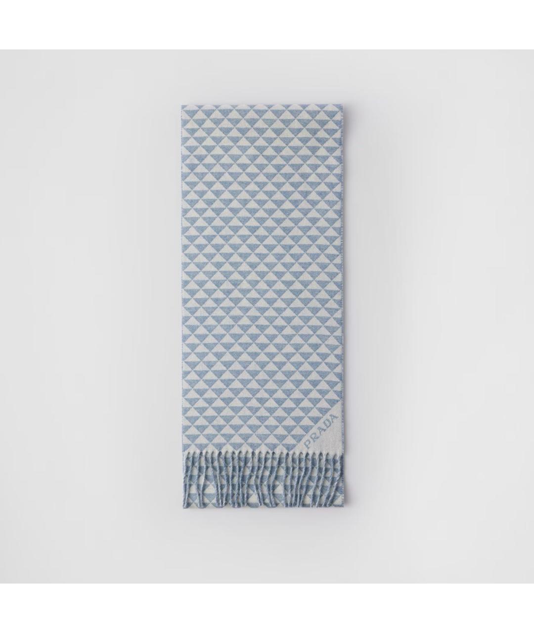 PRADA Голубой шерстяной шарф, фото 3