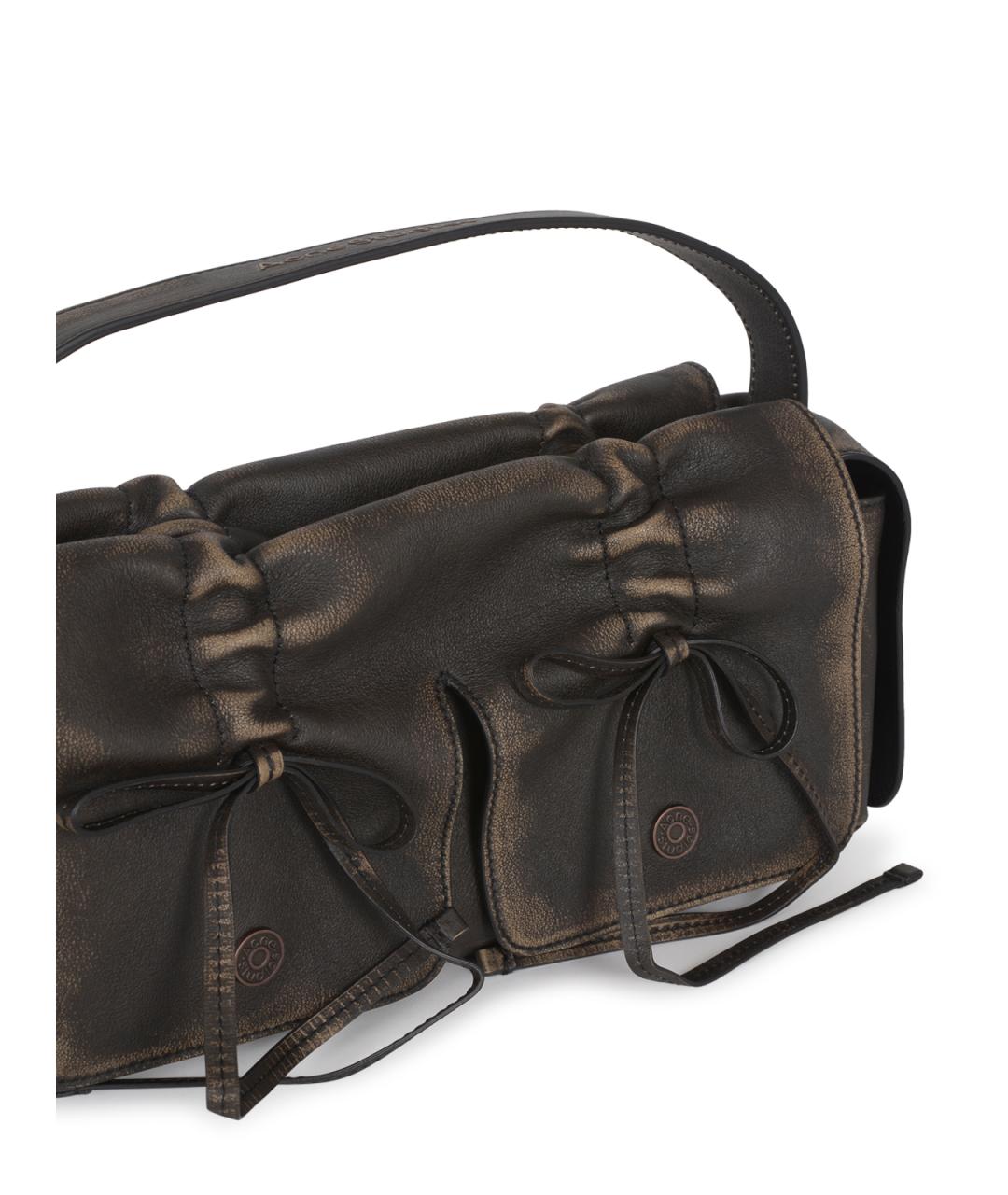 ACNE STUDIOS Коричневая кожаная сумка с короткими ручками, фото 4