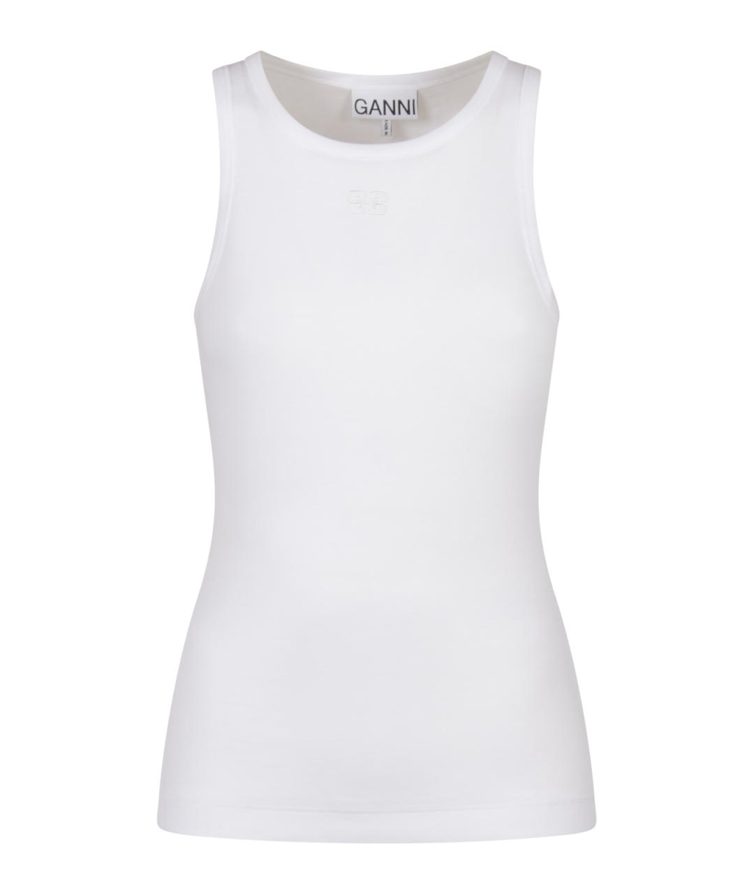 GANNI Белая хлопковая майка, фото 1