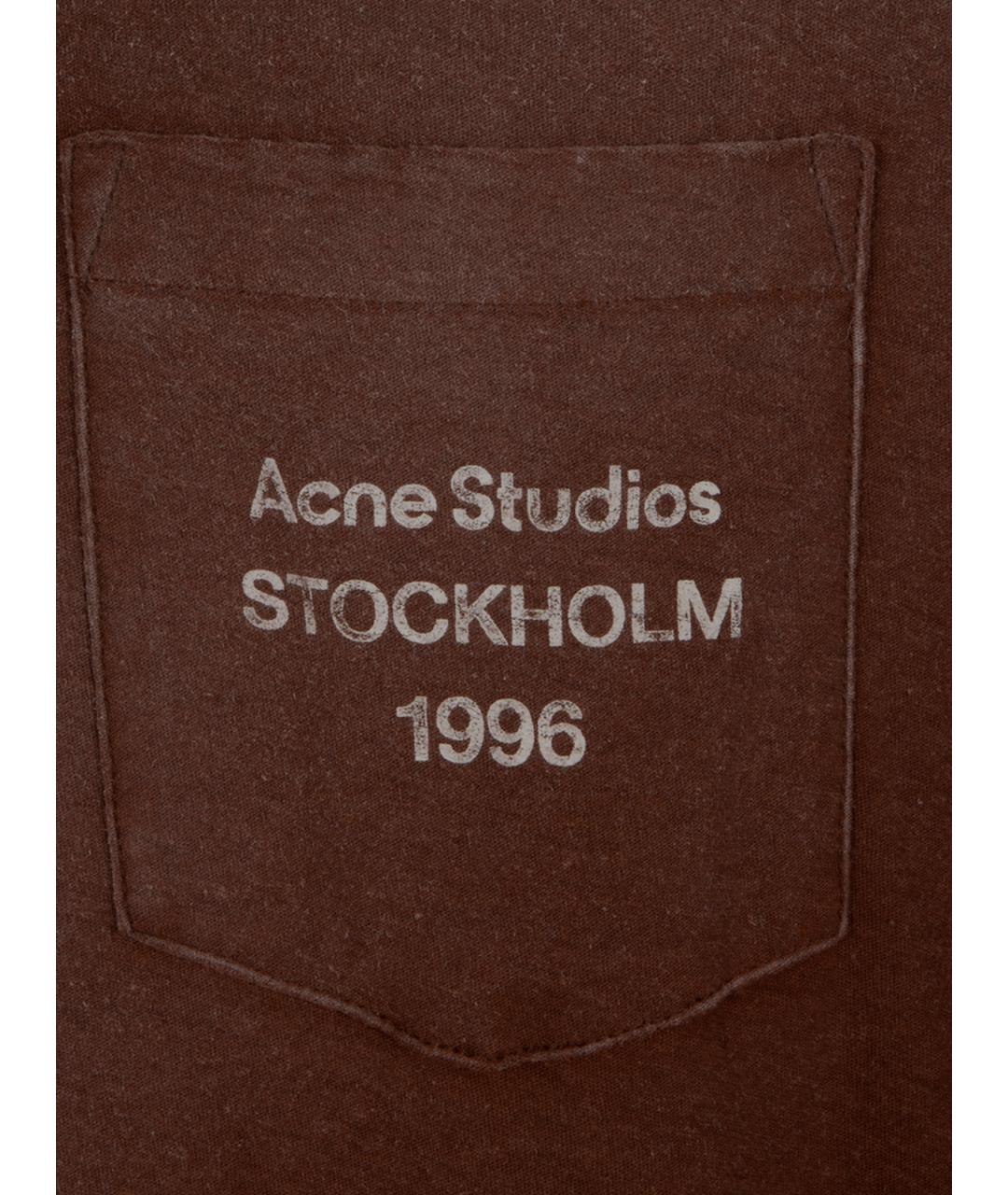 ACNE STUDIOS Коричневая хлопковая футболка, фото 3