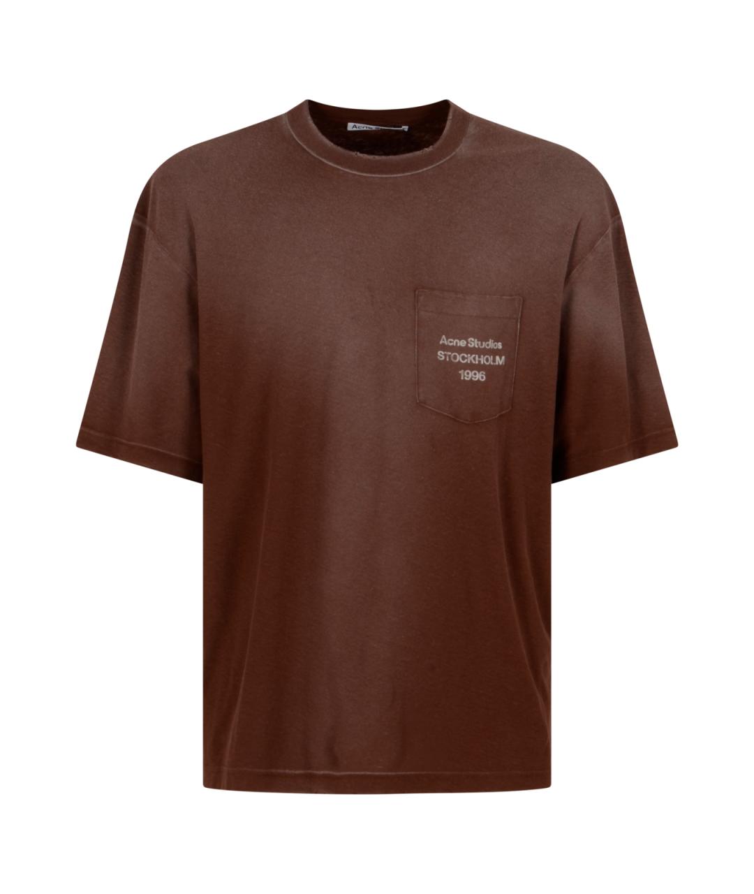 ACNE STUDIOS Коричневая хлопковая футболка, фото 1