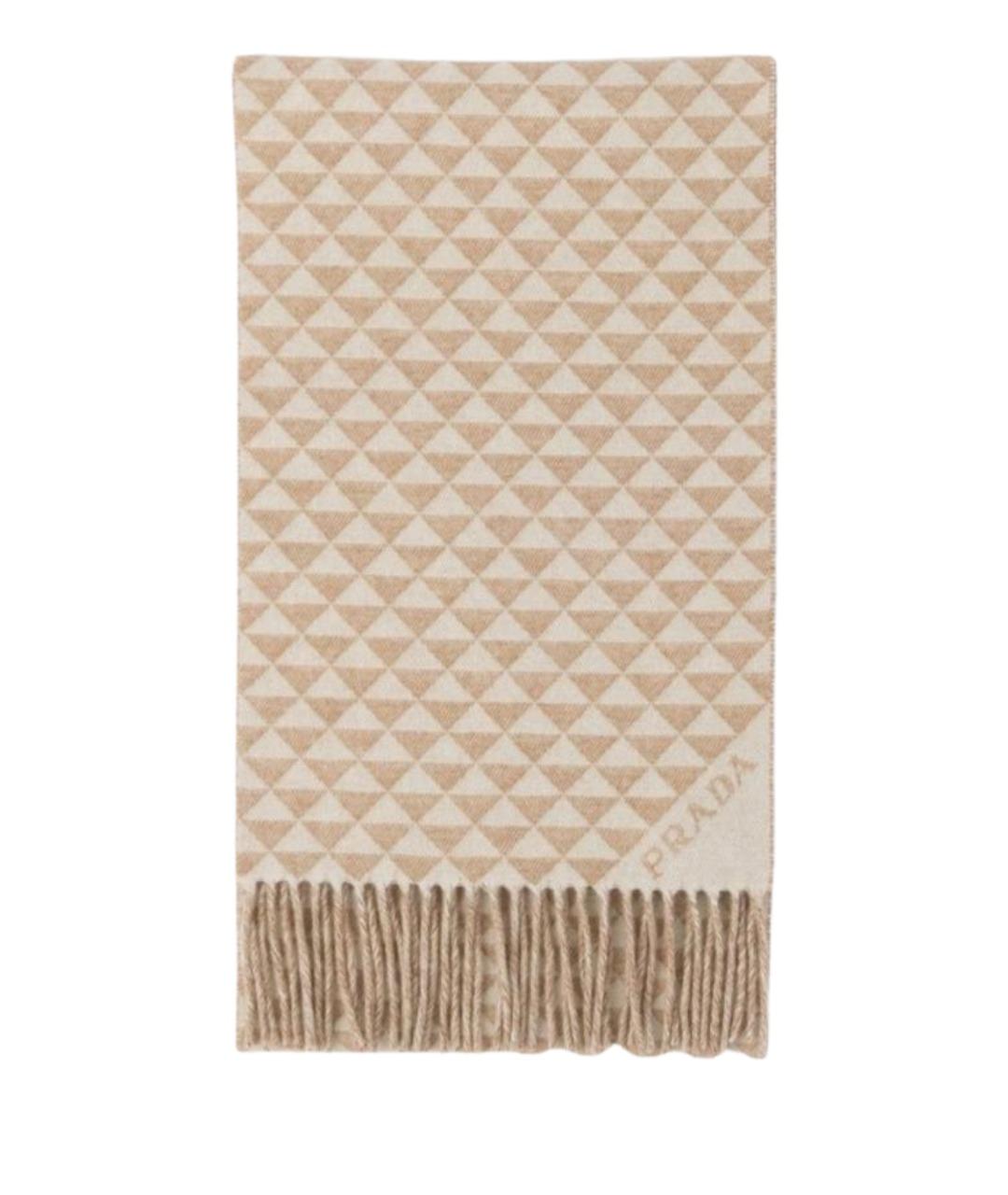 PRADA Коричневый шерстяной шарф, фото 1