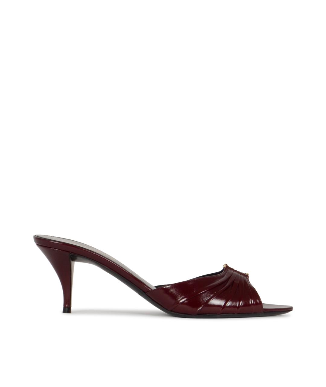 SAINT LAURENT Бордовые кожаные туфли, фото 1