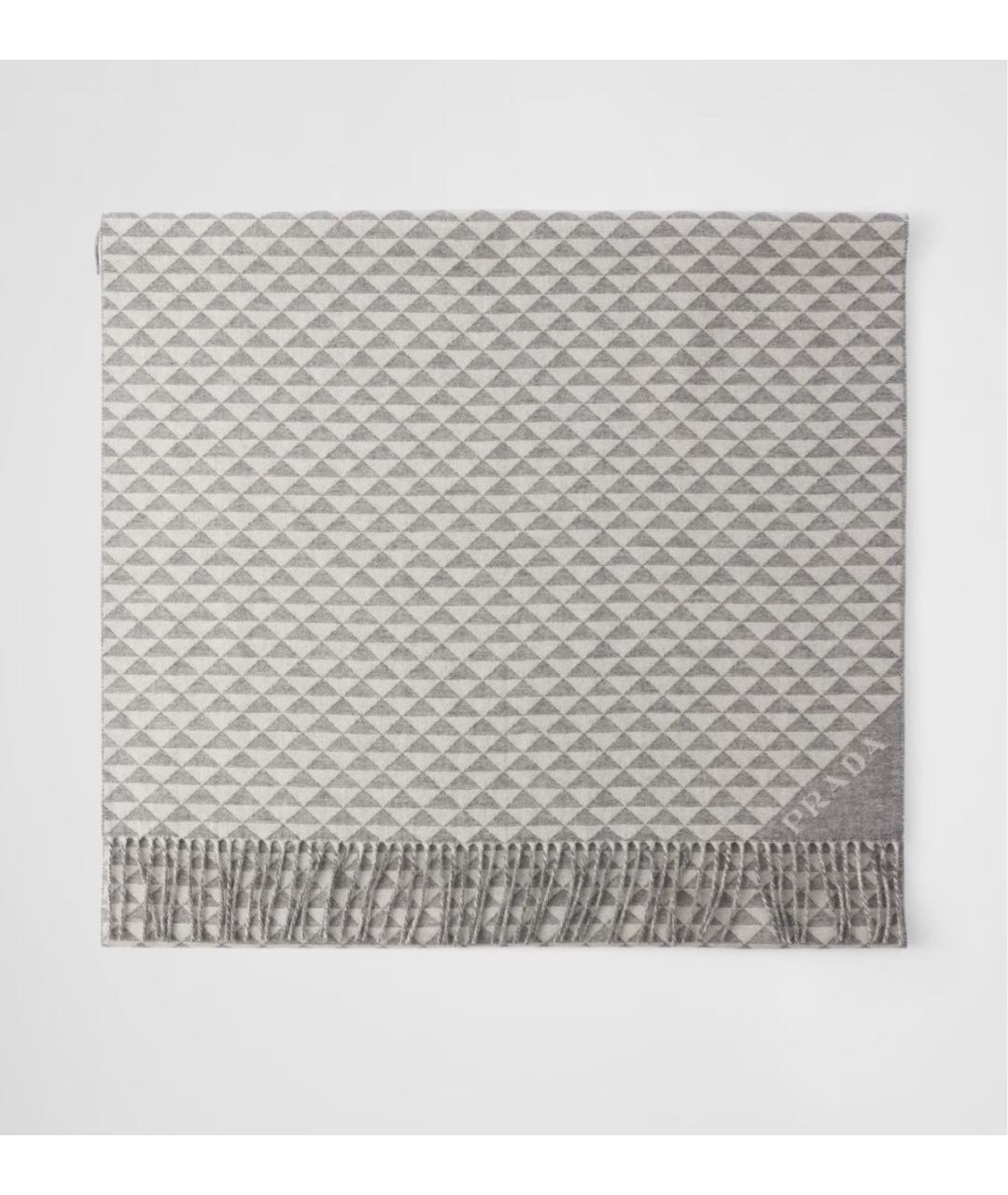 PRADA Серый шерстяной шарф, фото 3