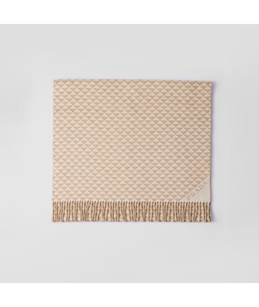 PRADA Коричневый шерстяной шарф, фото 3