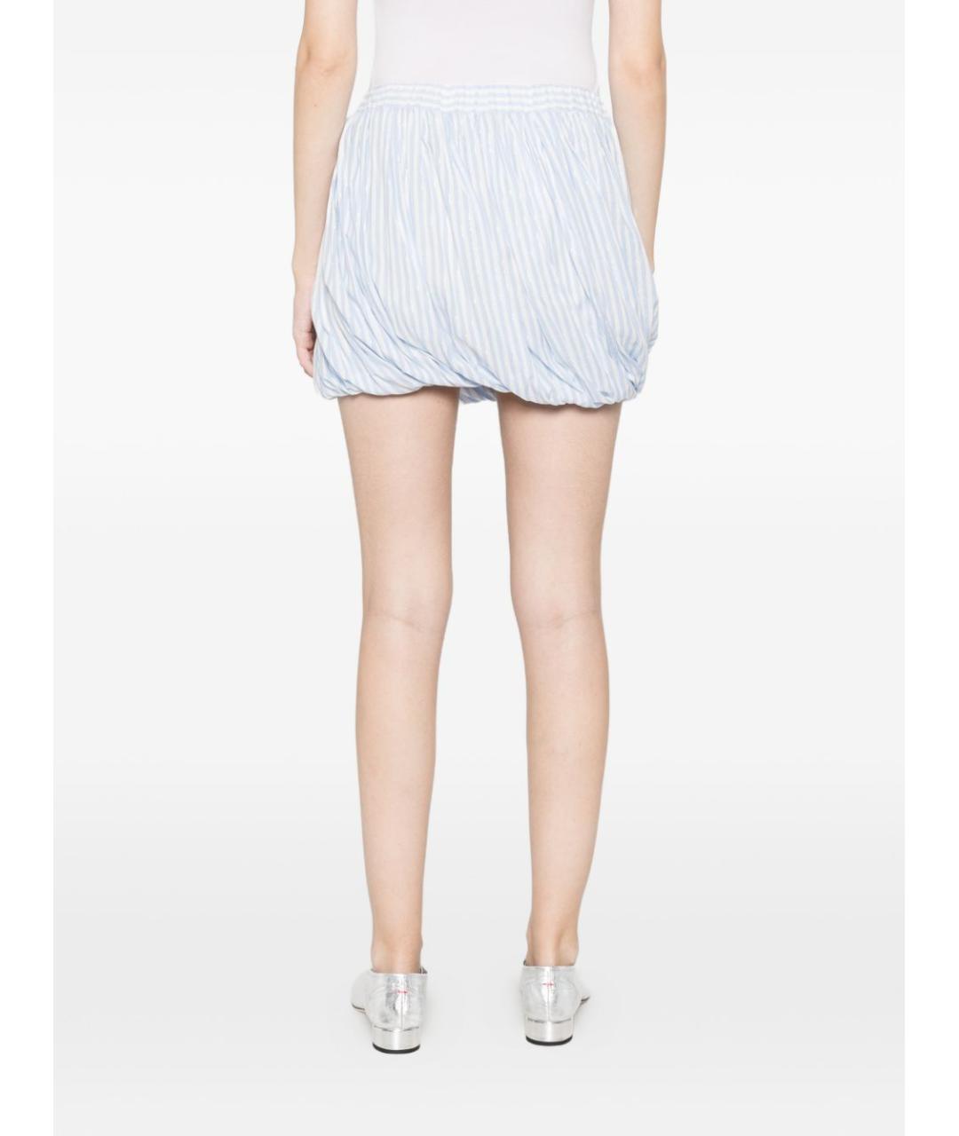 TWIN-SET Голубая хлопковая юбка мини, фото 5